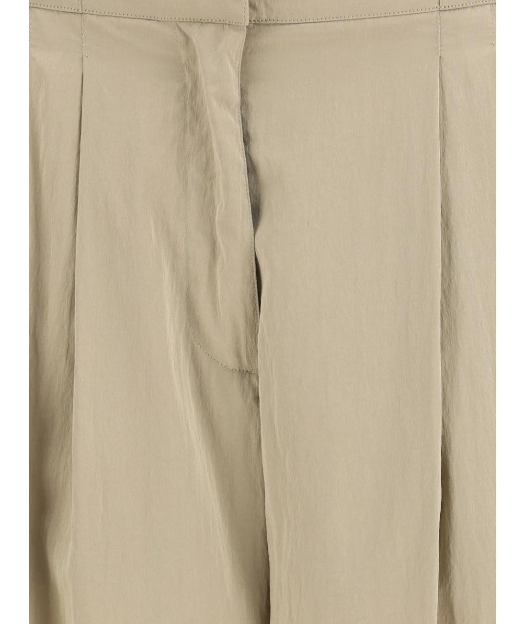 THE ROW Бежевые шелковые прямые брюки, фото 2