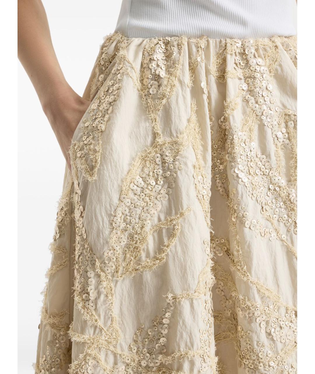 BRUNELLO CUCINELLI Бежевая хлопковая юбка миди, фото 3