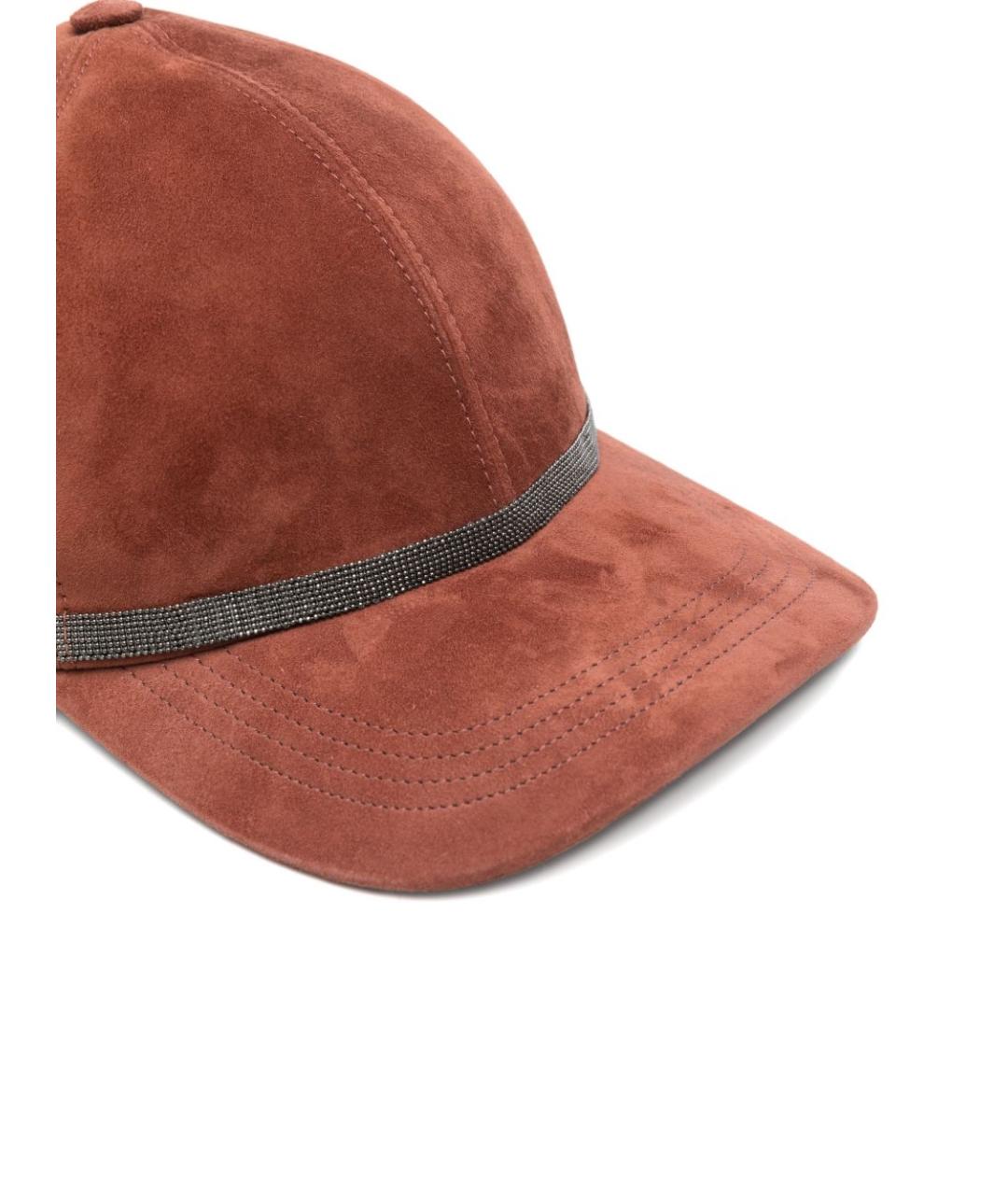 BRUNELLO CUCINELLI Красная кожаная кепка, фото 3