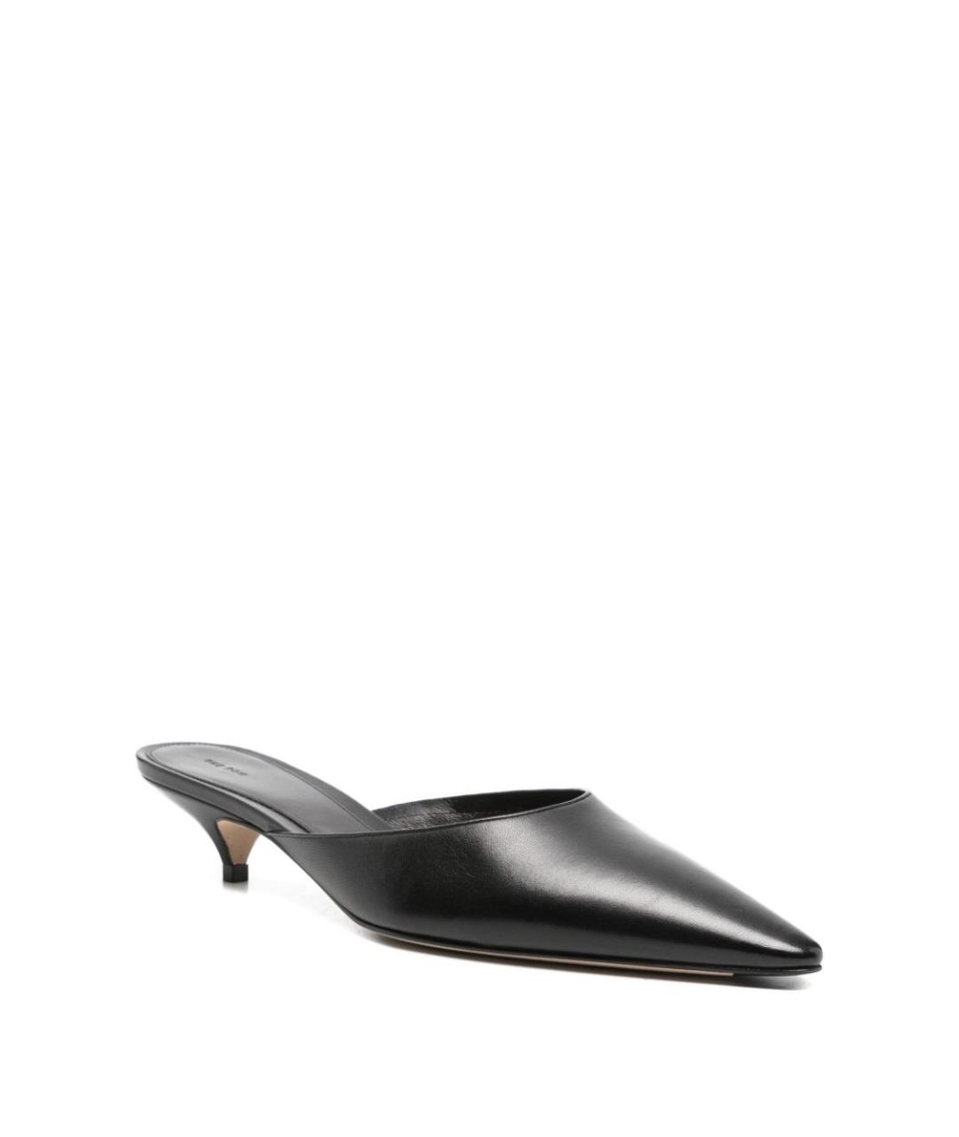 THE ROW Черные кожаные мюли, фото 4