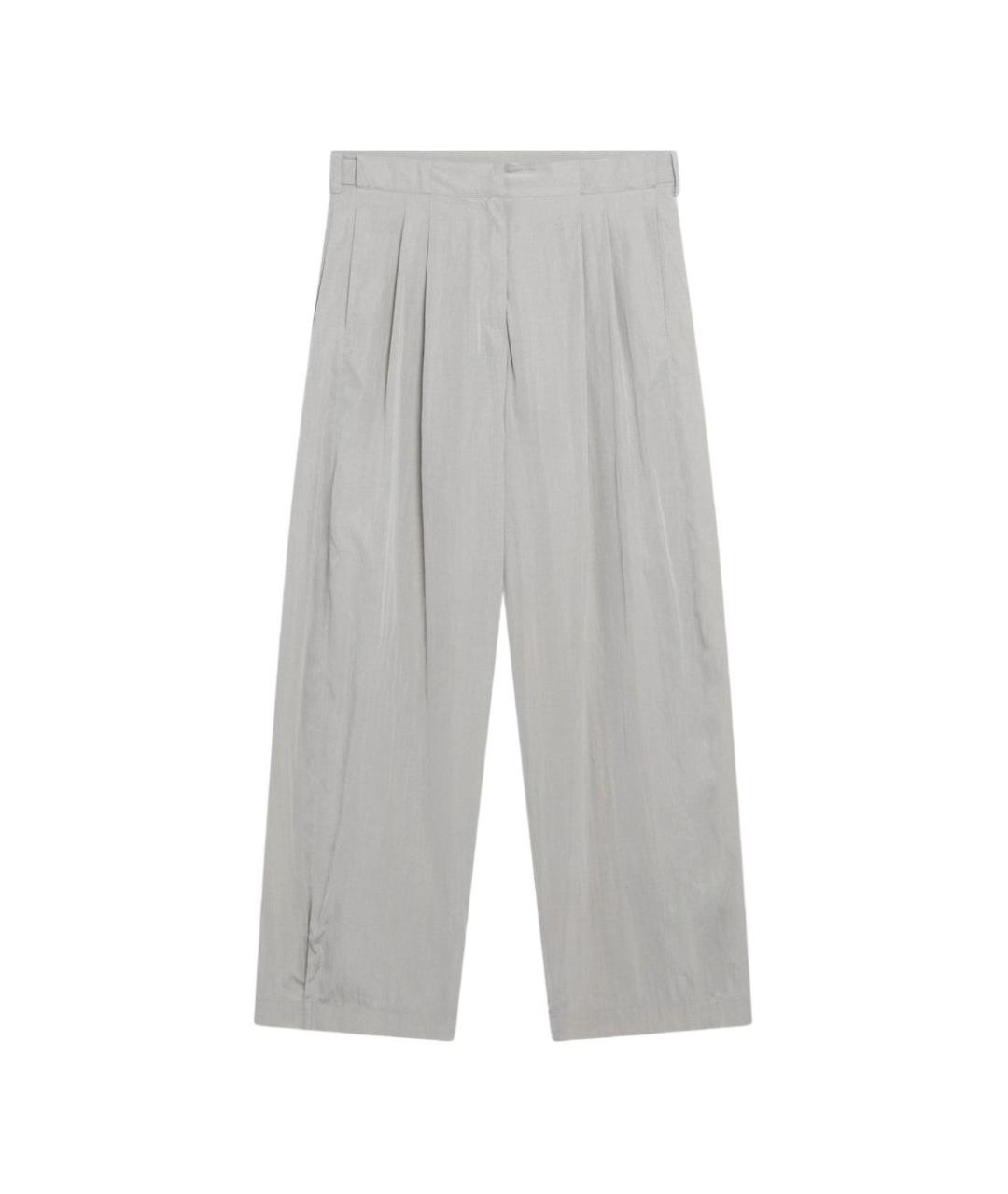 THE ROW Серые шелковые прямые брюки, фото 1