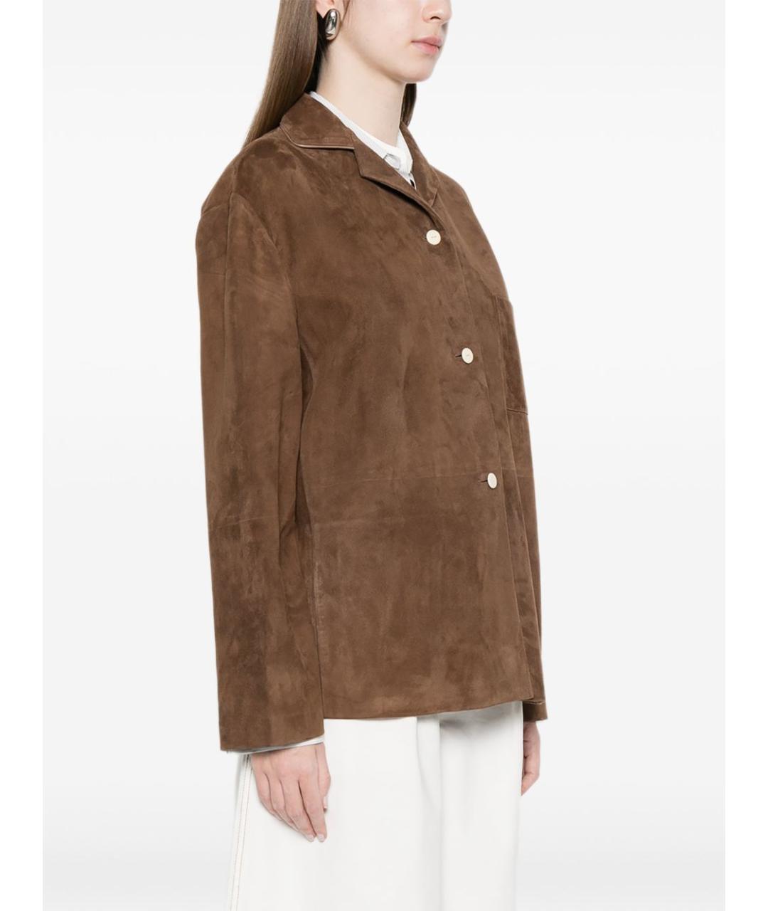 THE ROW Коричневая кожаная рубашка, фото 5