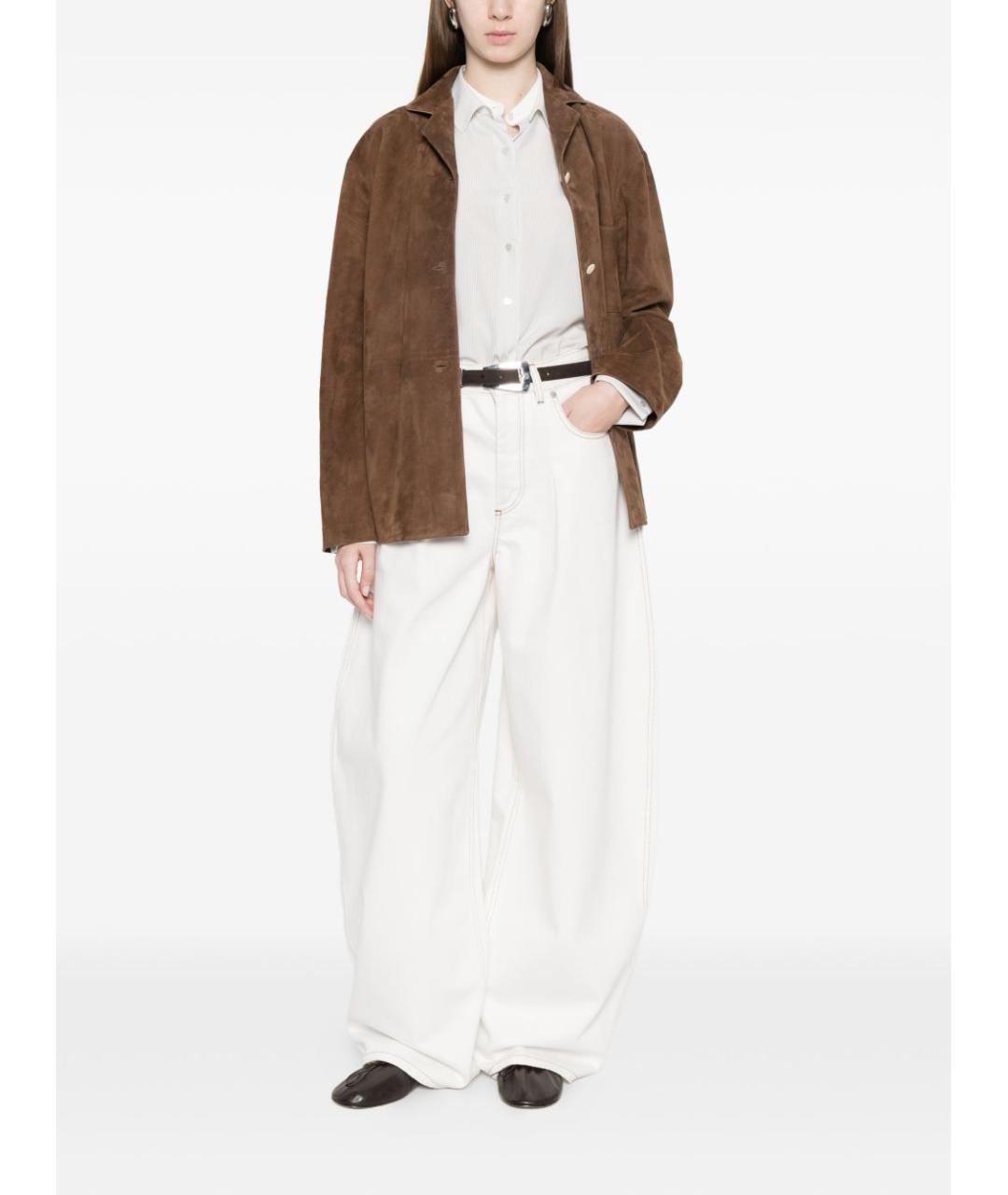 THE ROW Коричневая кожаная рубашка, фото 3