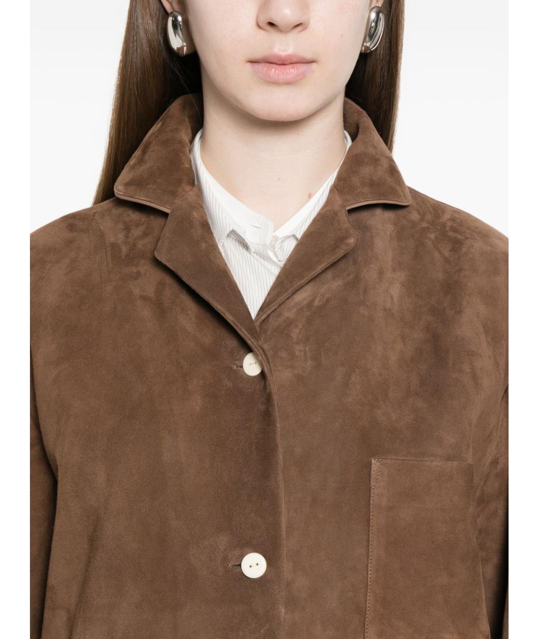 THE ROW Коричневая кожаная рубашка, фото 2