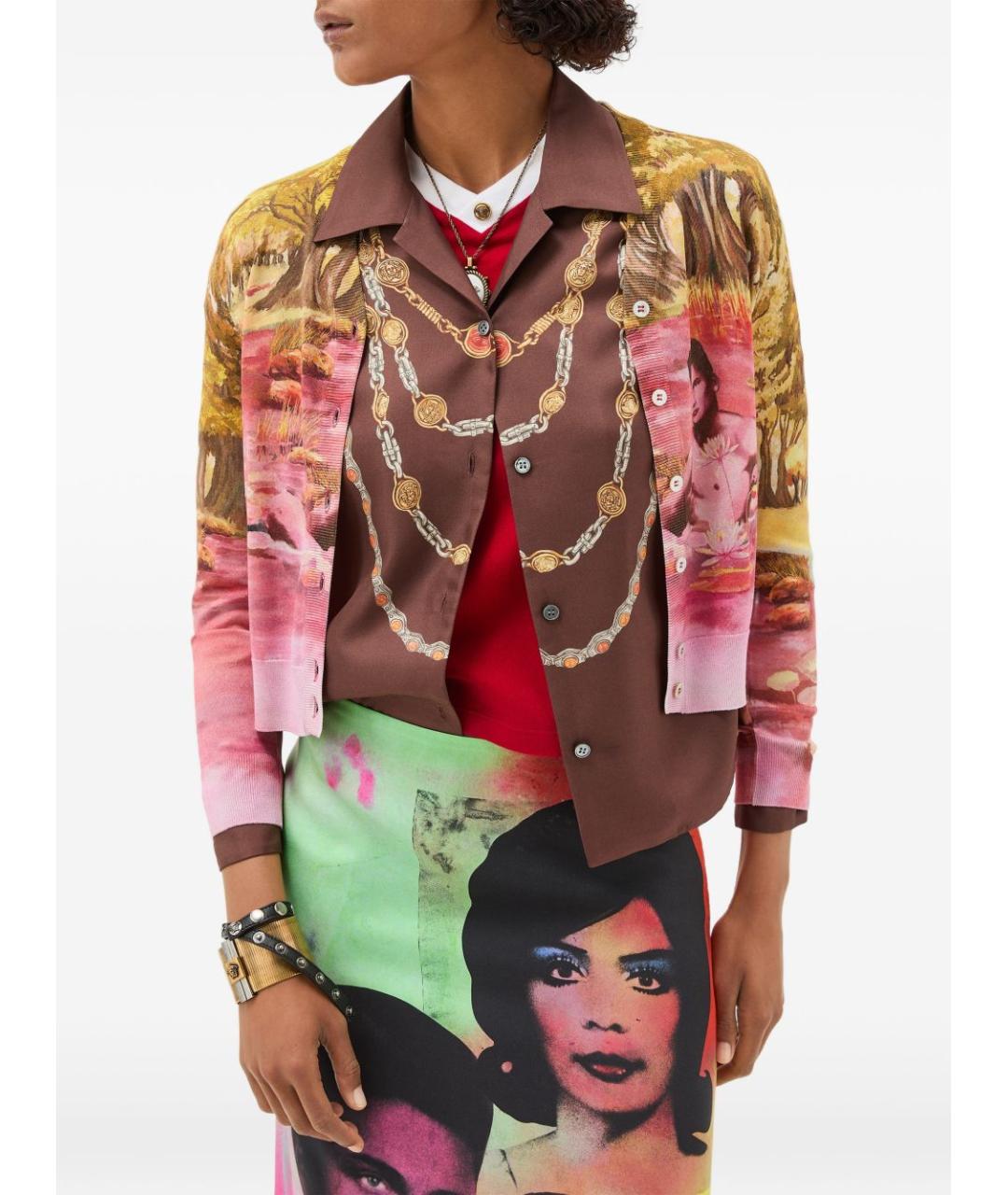 VERSACE Мульти шелковый кардиган, фото 4