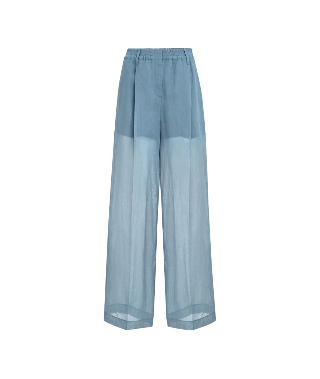 BRUNELLO CUCINELLI Синие хлопковые прямые брюки, фото 1