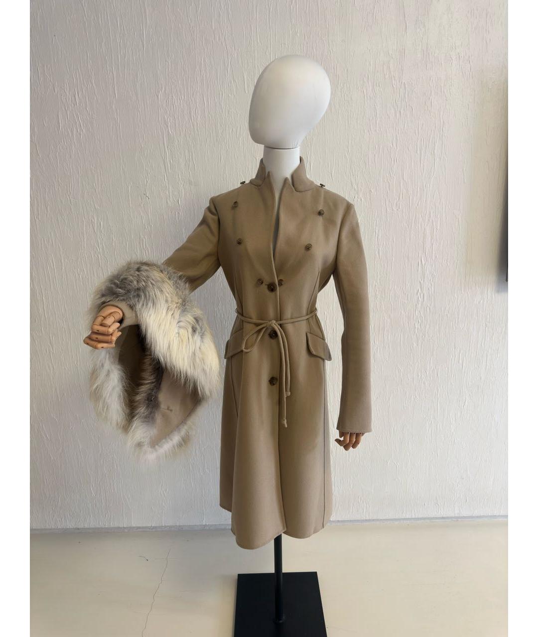 ERMANNO SCERVINO Бежевое шерстяное пальто, фото 4
