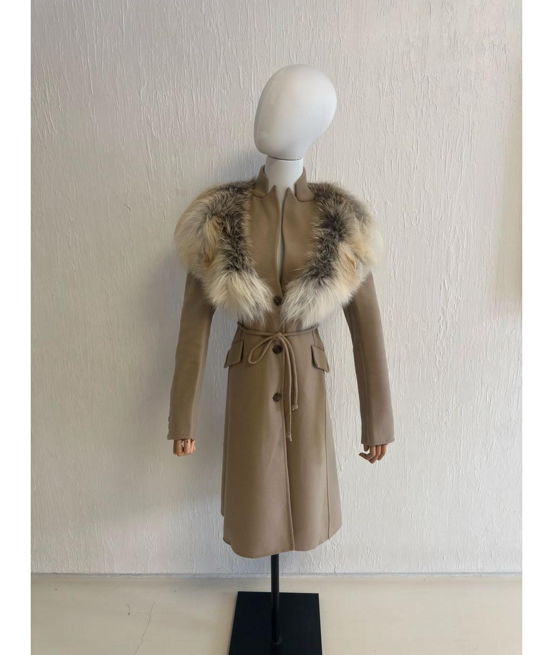 ERMANNO SCERVINO Бежевое шерстяное пальто, фото 9