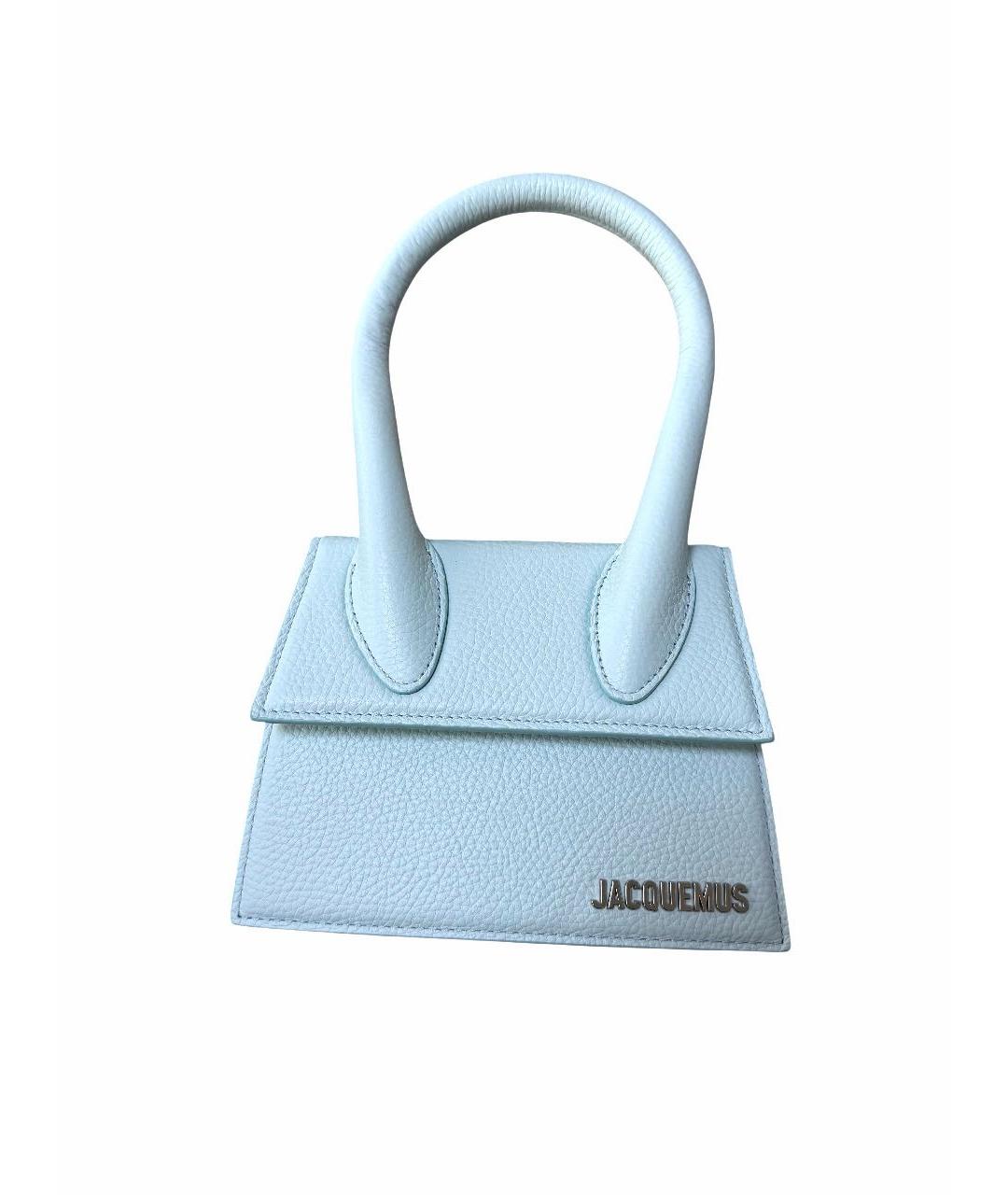 JACQUEMUS Голубая кожаная сумка с короткими ручками, фото 2