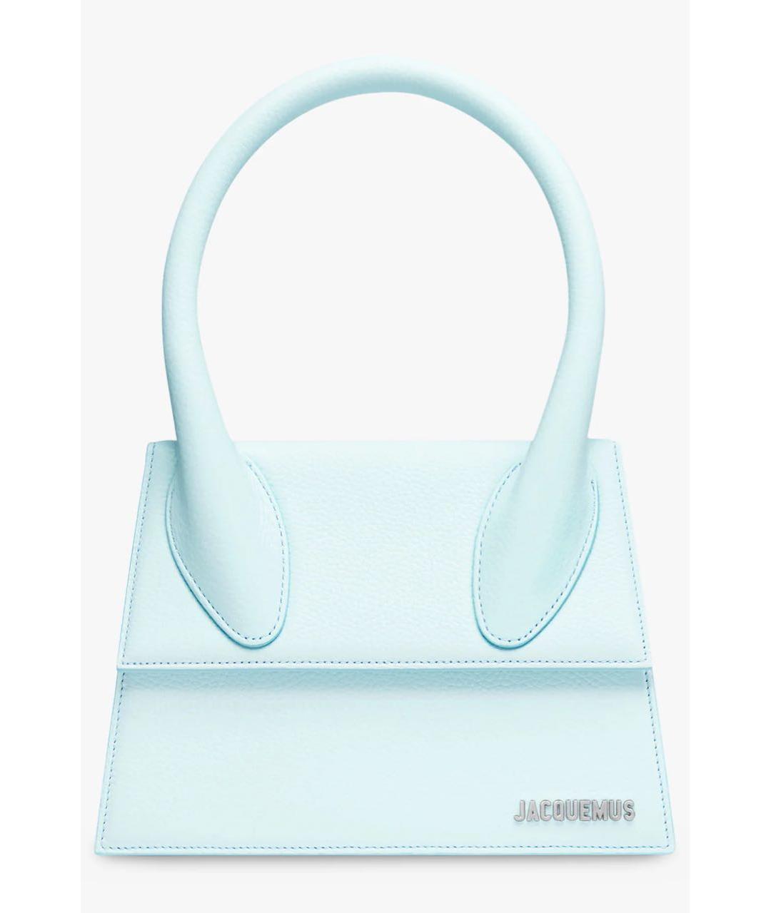 JACQUEMUS Голубая кожаная сумка с короткими ручками, фото 4