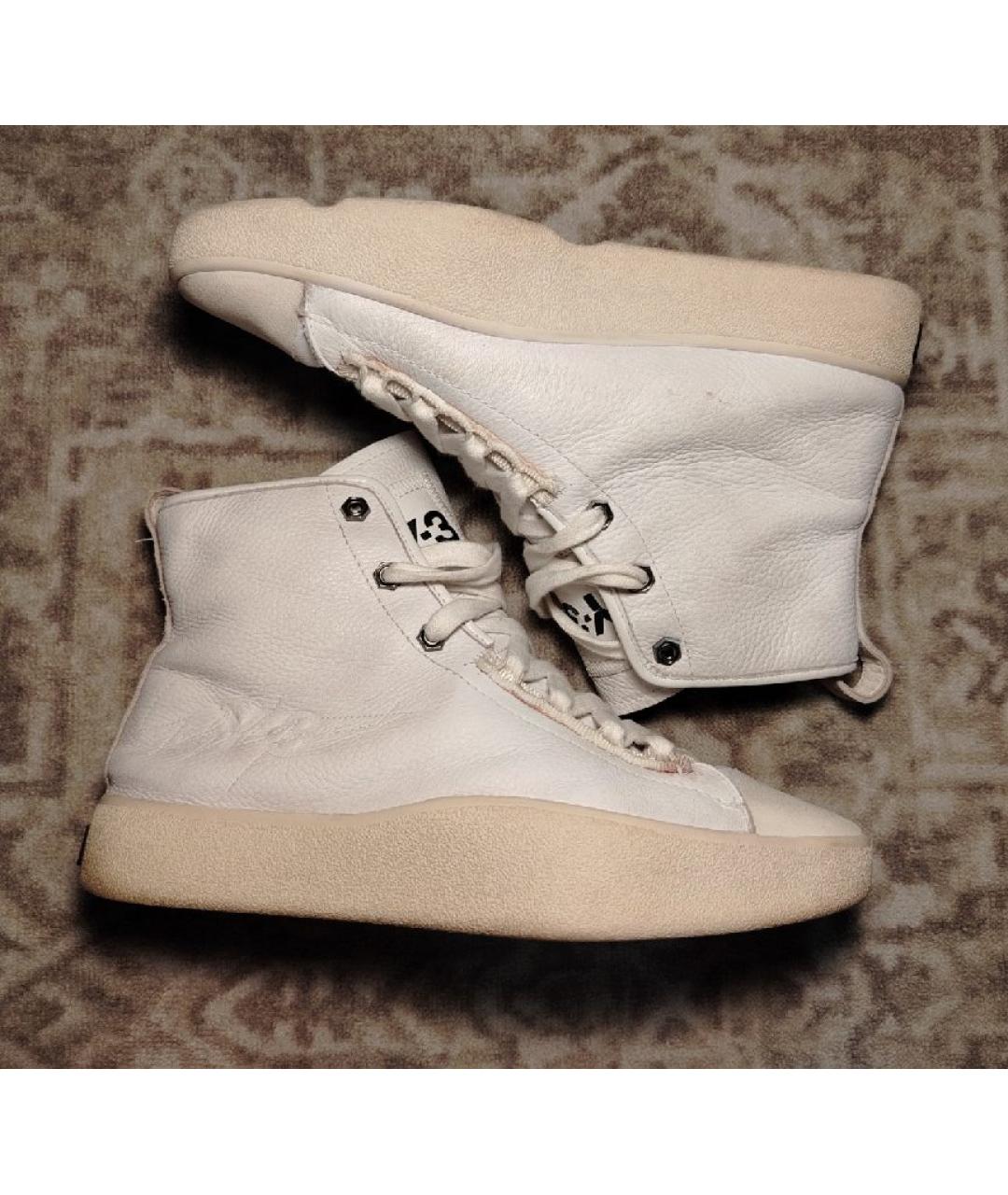 Y-3 Белые кожаные высокие кроссовки / кеды, фото 5