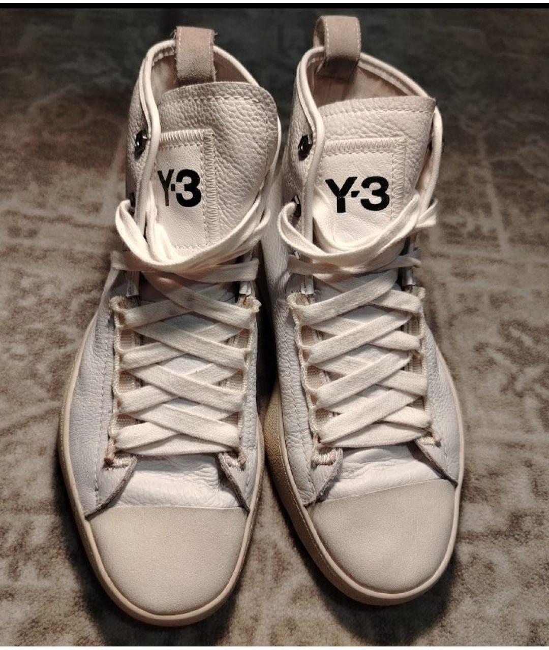 Y-3 Белые кожаные высокие кроссовки / кеды, фото 2
