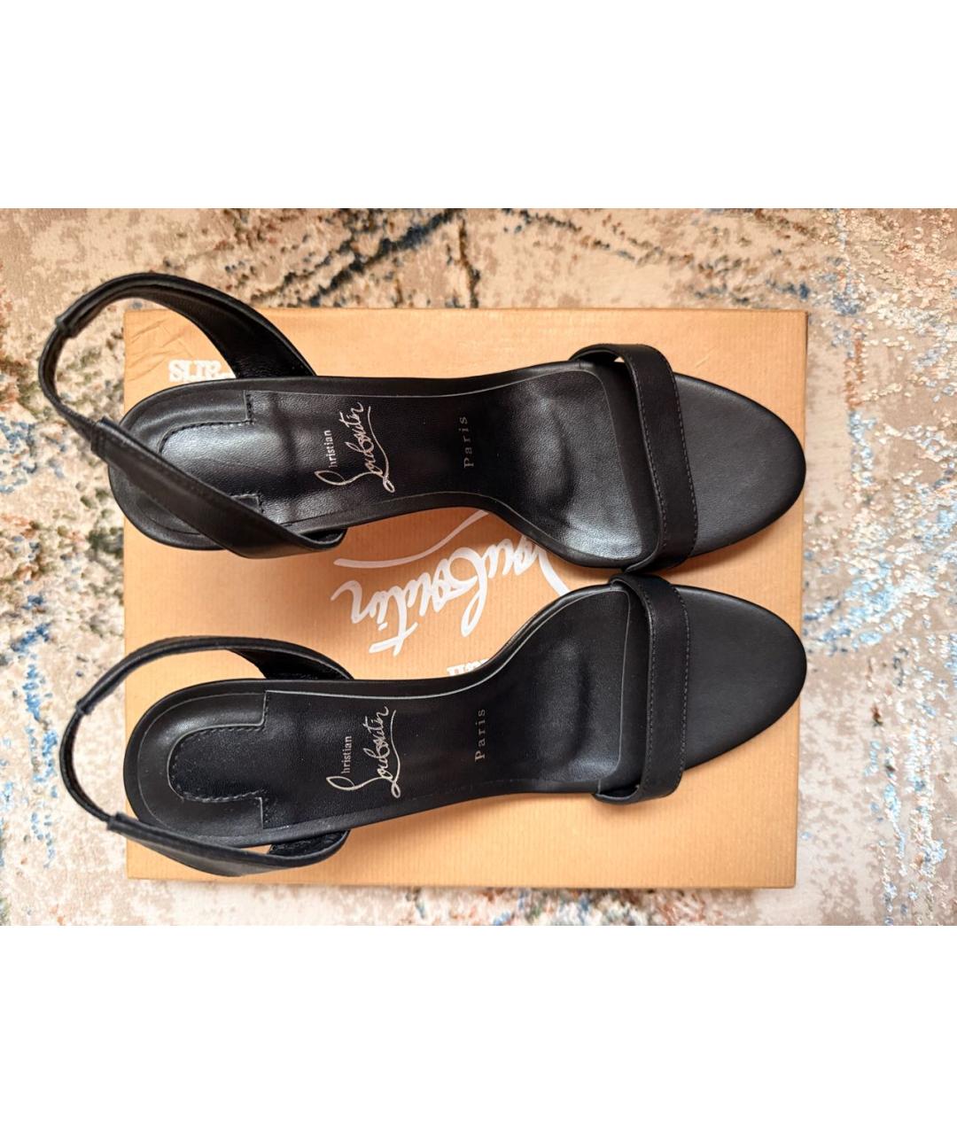 CHRISTIAN LOUBOUTIN Черные кожаные босоножки, фото 3