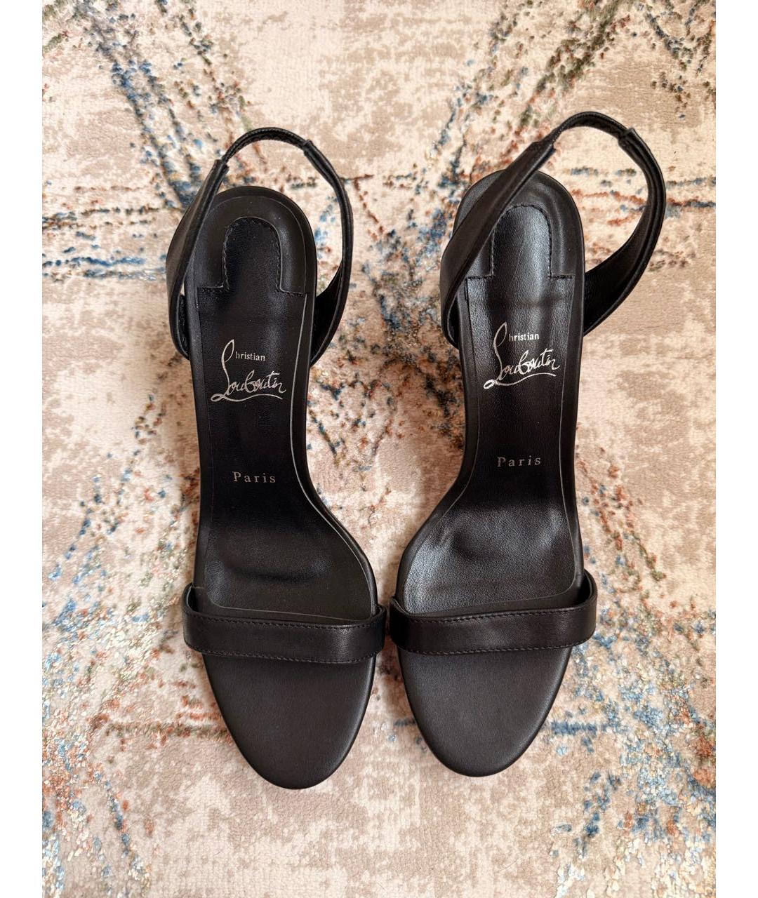 CHRISTIAN LOUBOUTIN Черные кожаные босоножки, фото 8