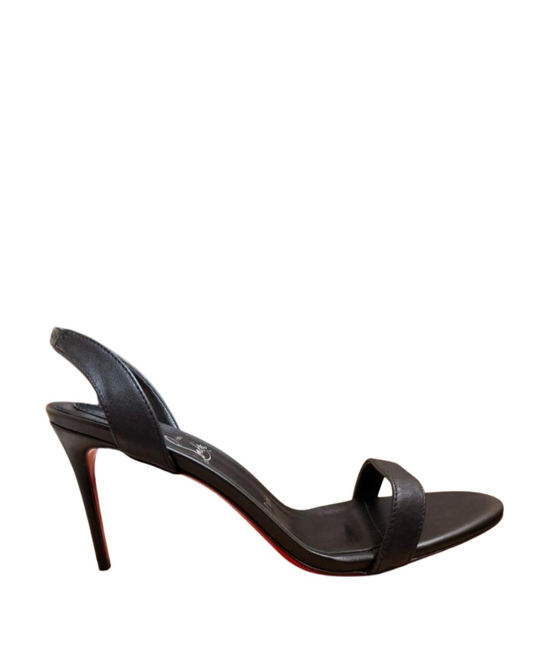 CHRISTIAN LOUBOUTIN Черные кожаные босоножки, фото 1