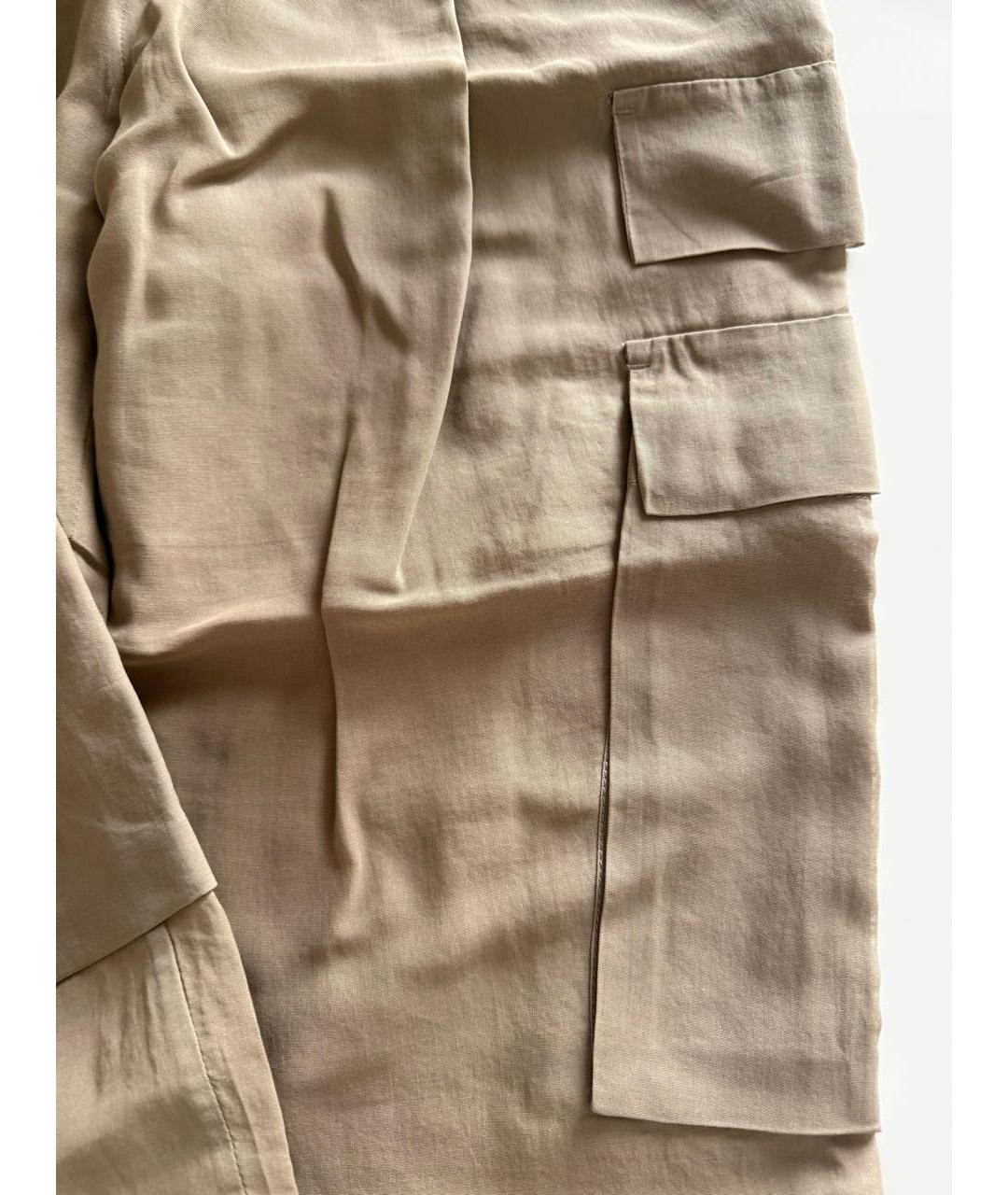 BRUNELLO CUCINELLI Хаки хлопковые прямые брюки, фото 5