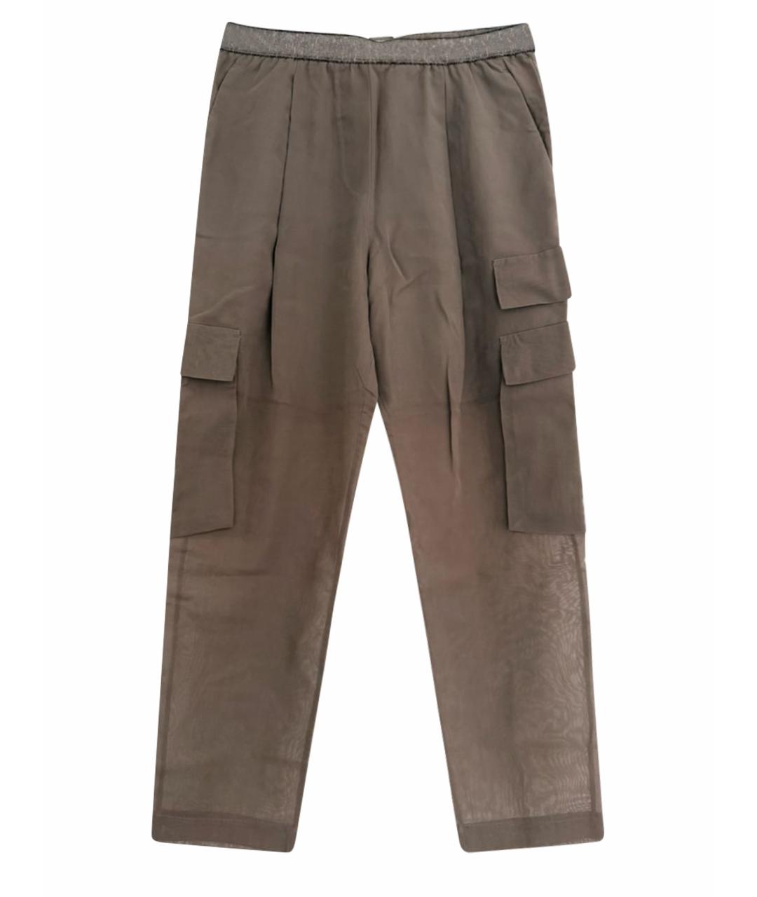 BRUNELLO CUCINELLI Хаки хлопковые прямые брюки, фото 1