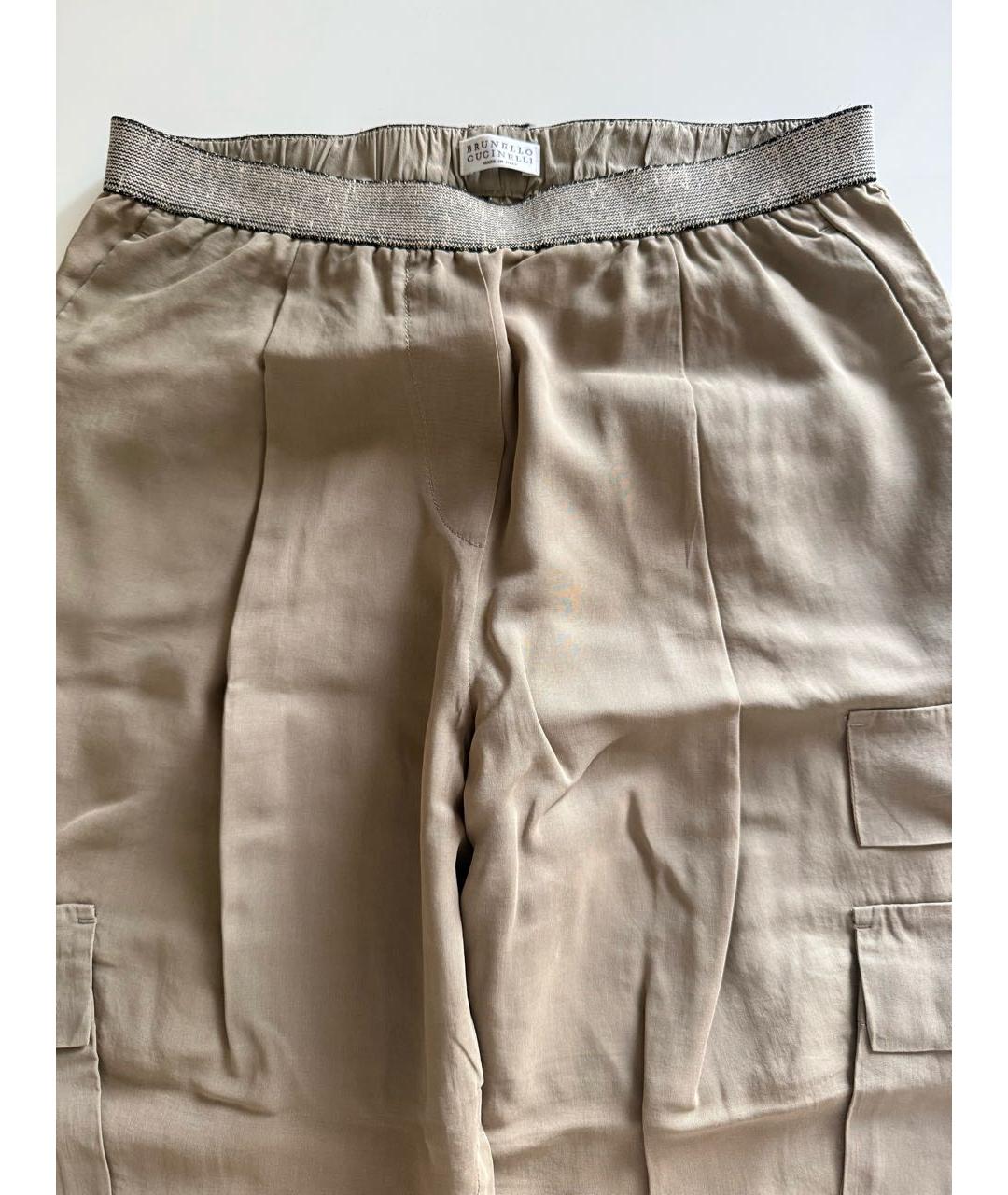 BRUNELLO CUCINELLI Хаки хлопковые прямые брюки, фото 6