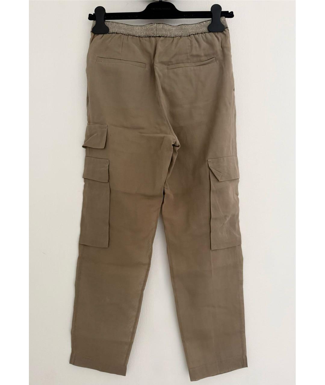 BRUNELLO CUCINELLI Хаки хлопковые прямые брюки, фото 2