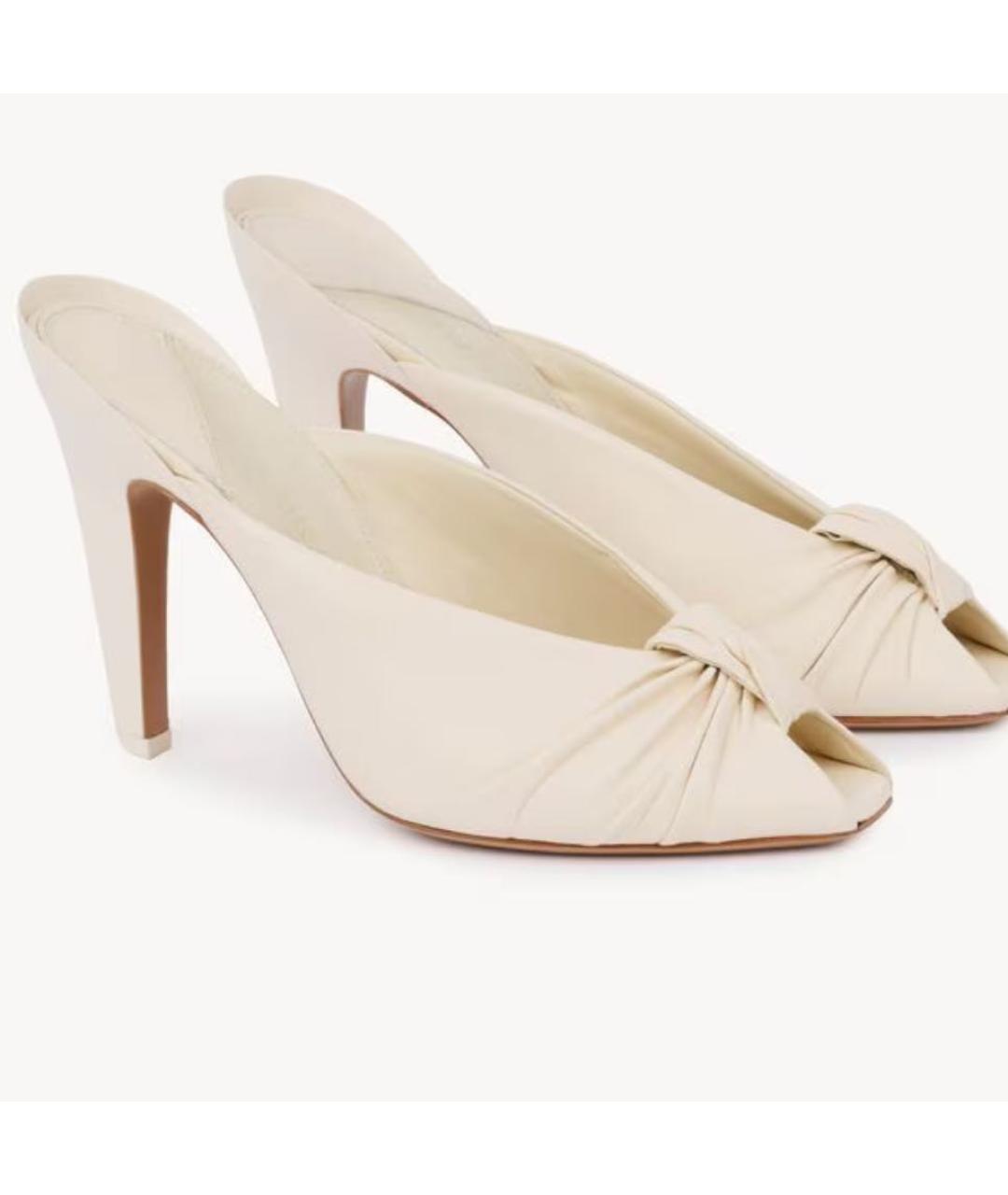 CHLOE Белые кожаные мюли, фото 2