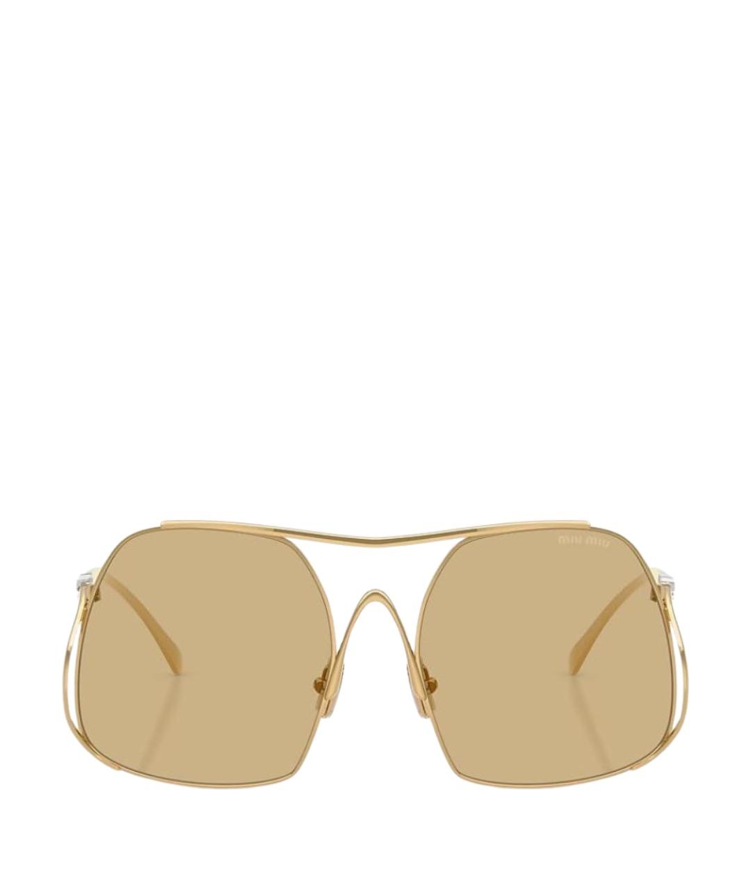 MIU MIU Золотые металлические солнцезащитные очки, фото 1
