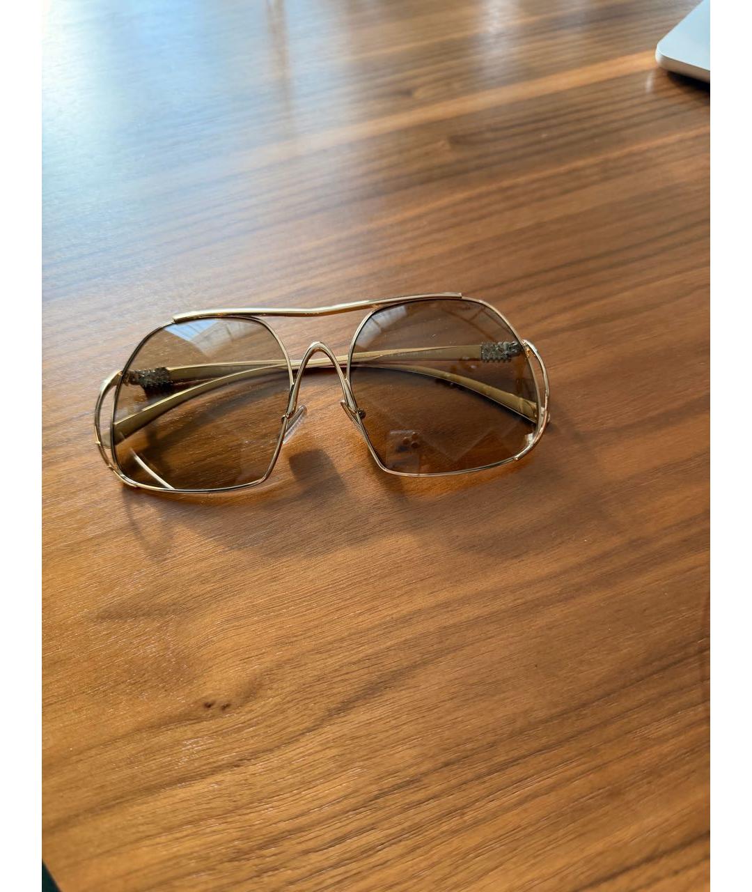 MIU MIU Золотые металлические солнцезащитные очки, фото 7