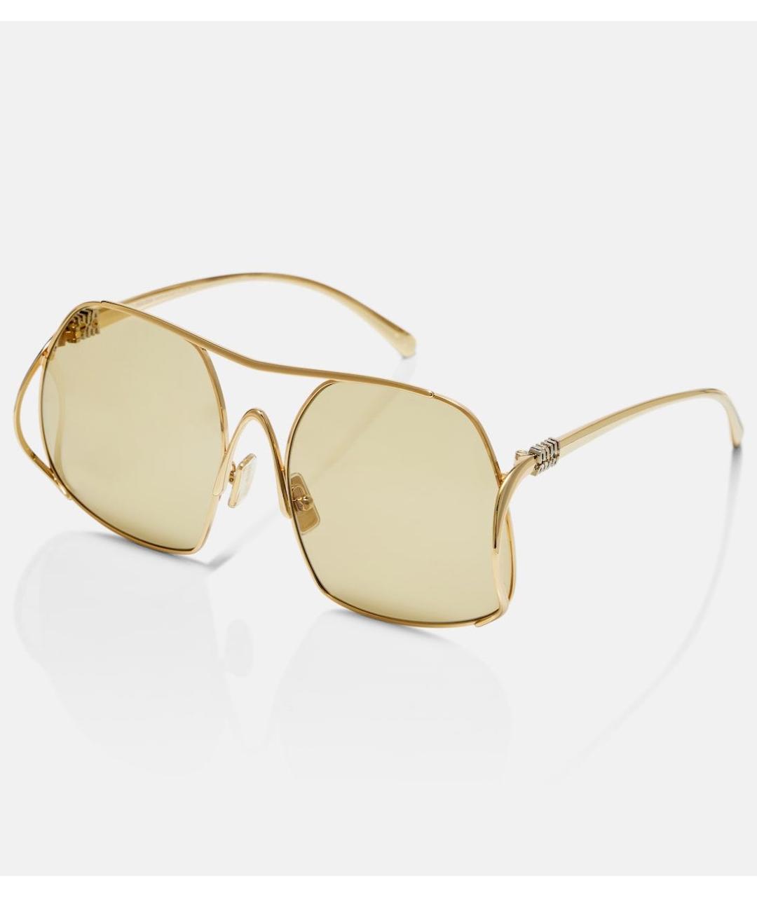 MIU MIU Золотые металлические солнцезащитные очки, фото 3