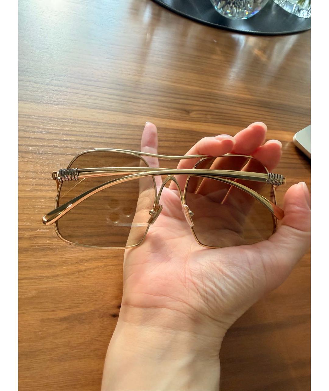 MIU MIU Золотые металлические солнцезащитные очки, фото 8