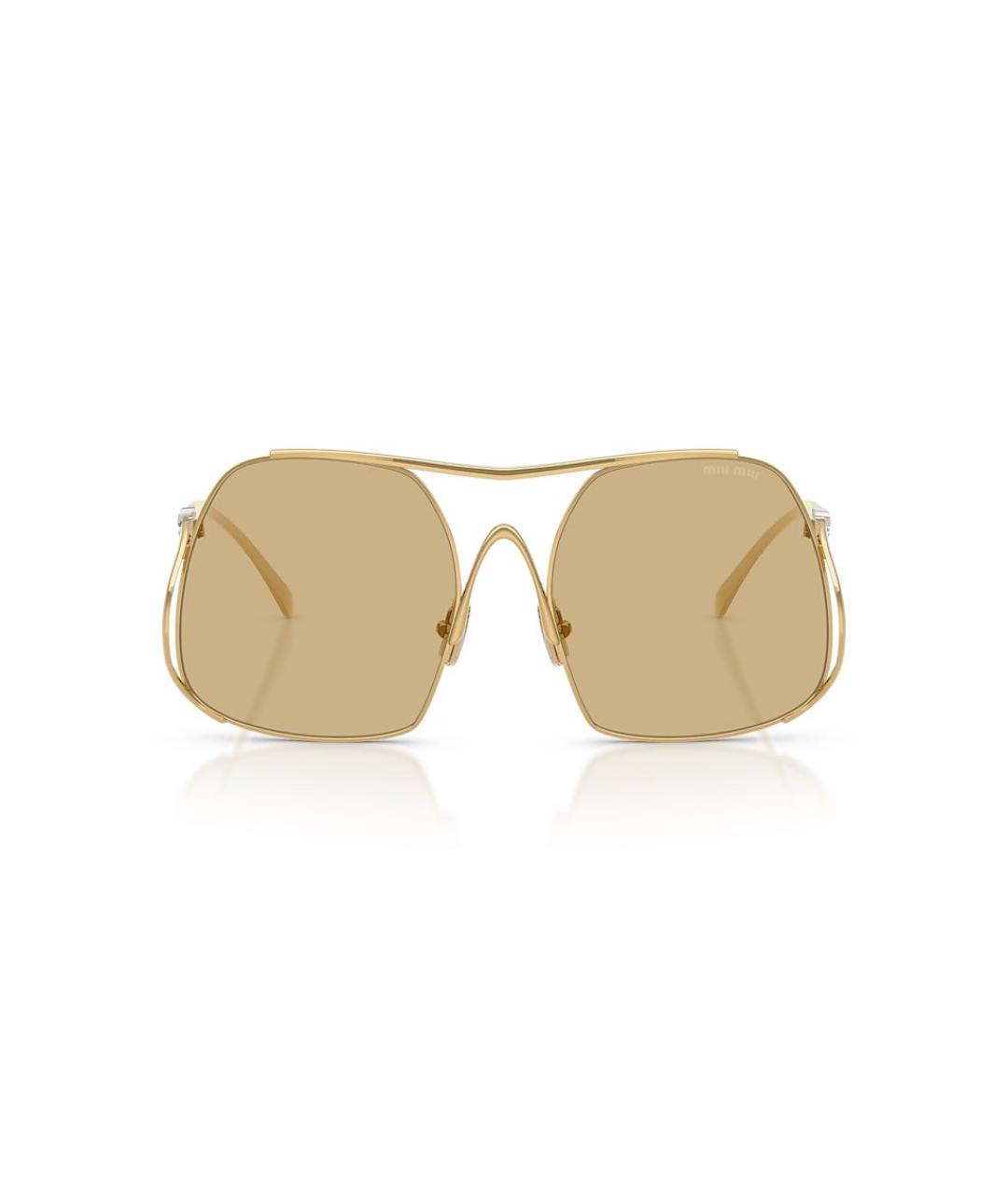 MIU MIU Золотые металлические солнцезащитные очки, фото 9
