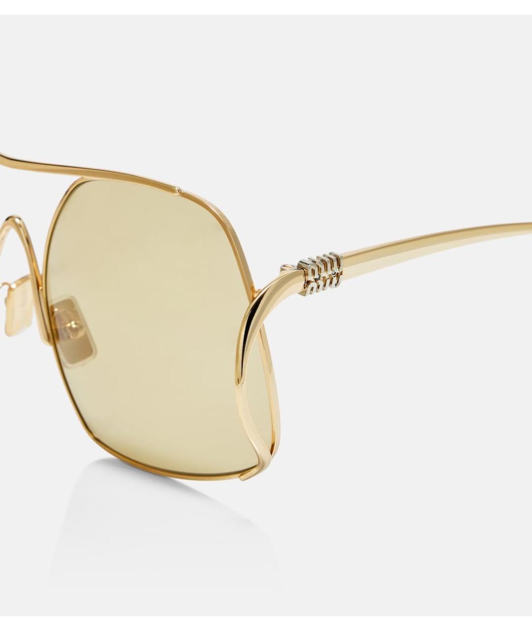 MIU MIU Золотые металлические солнцезащитные очки, фото 4