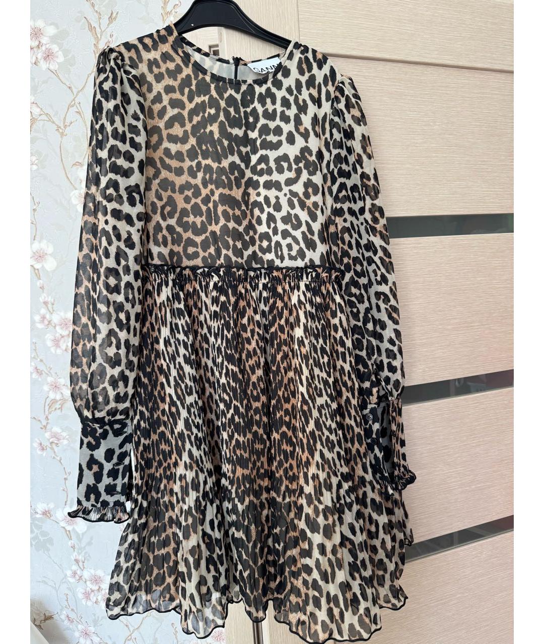 GANNI Мульти полиэстеровое повседневное платье, фото 6