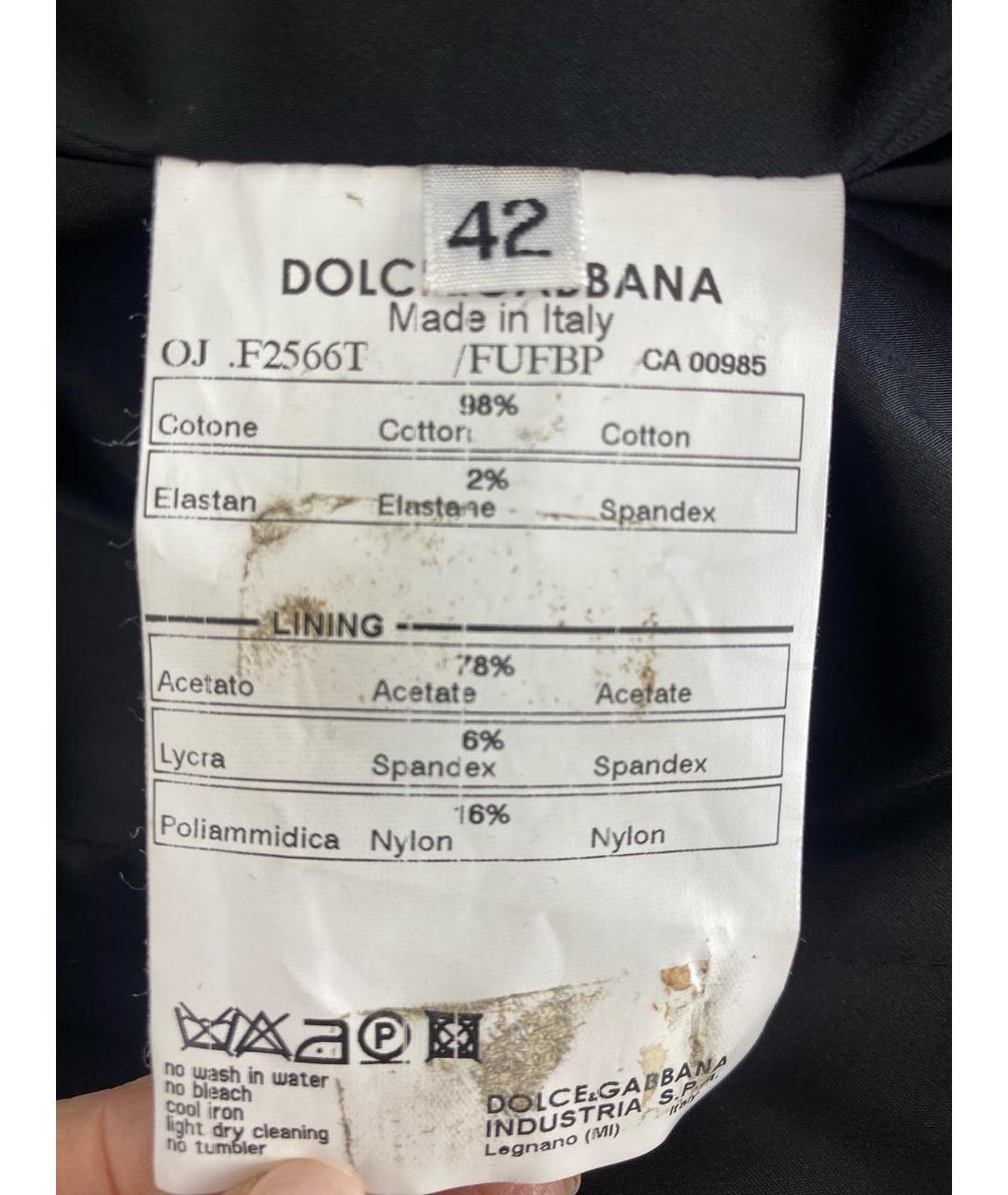 DOLCE&GABBANA Черный хлопко-эластановый жакет/пиджак, фото 7