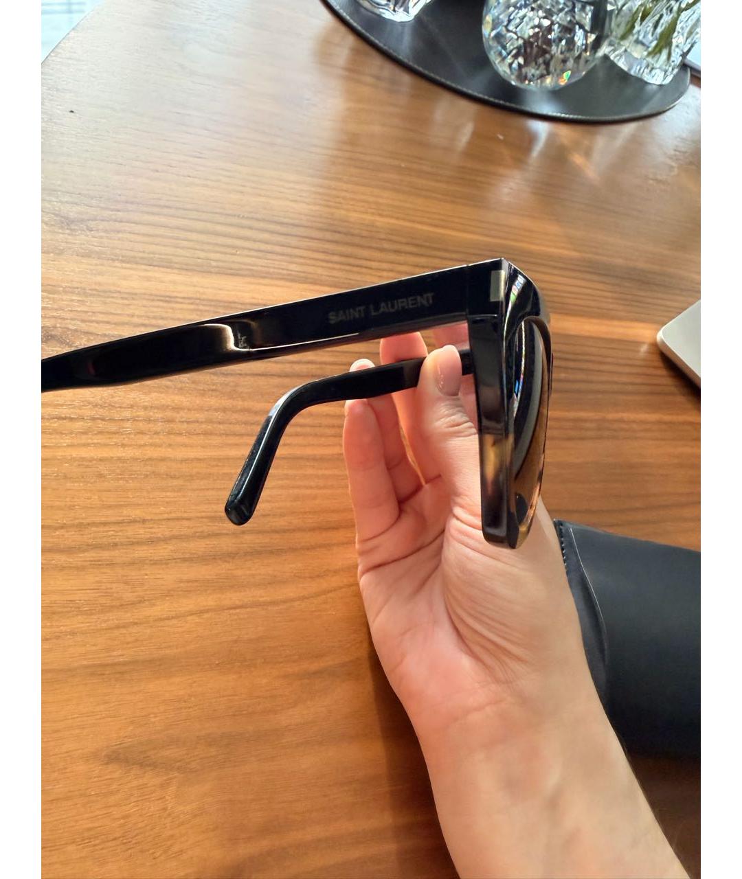 SAINT LAURENT Черные пластиковые солнцезащитные очки, фото 3