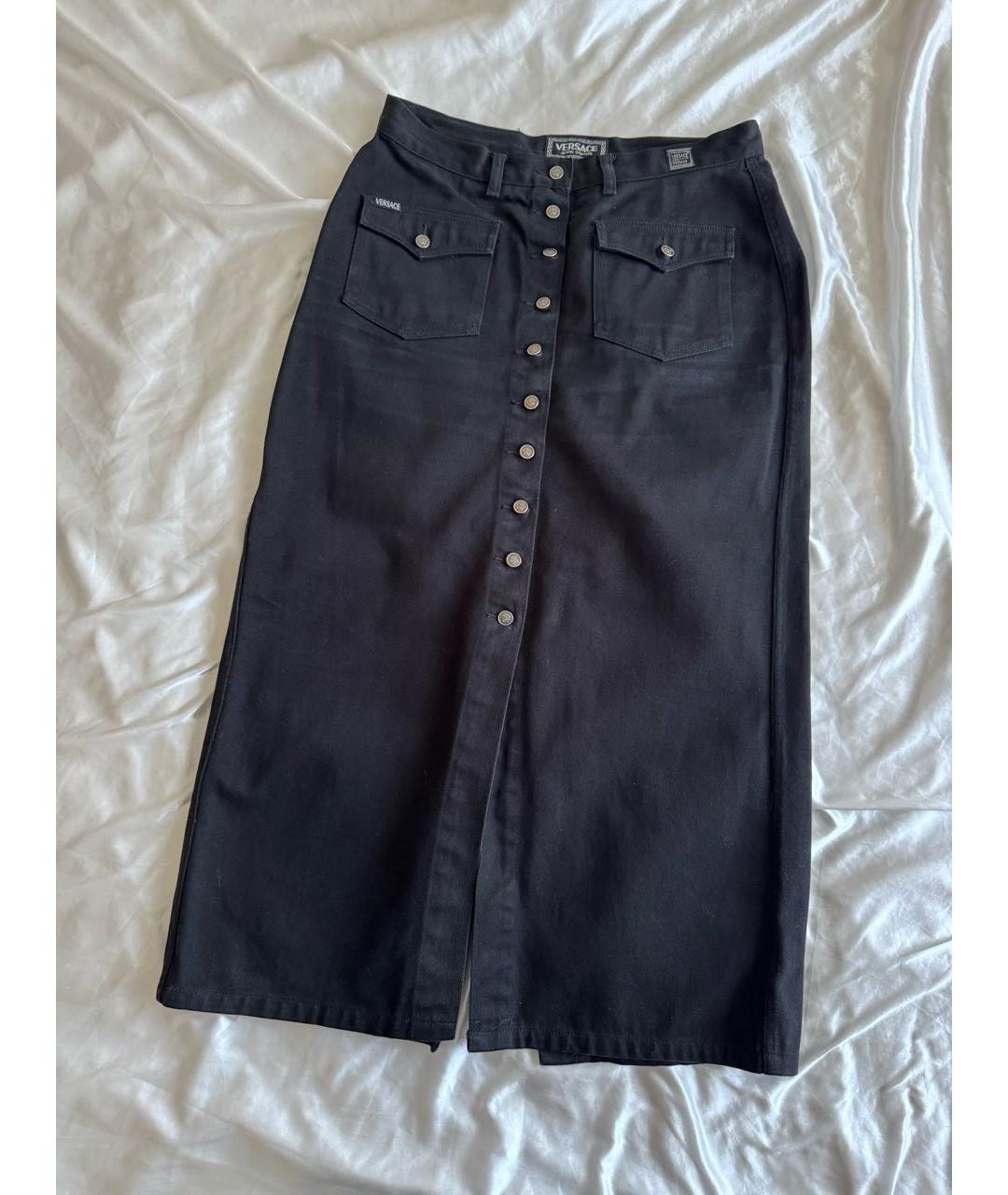 VERSACE JEANS COUTURE Черная деним юбка макси, фото 9