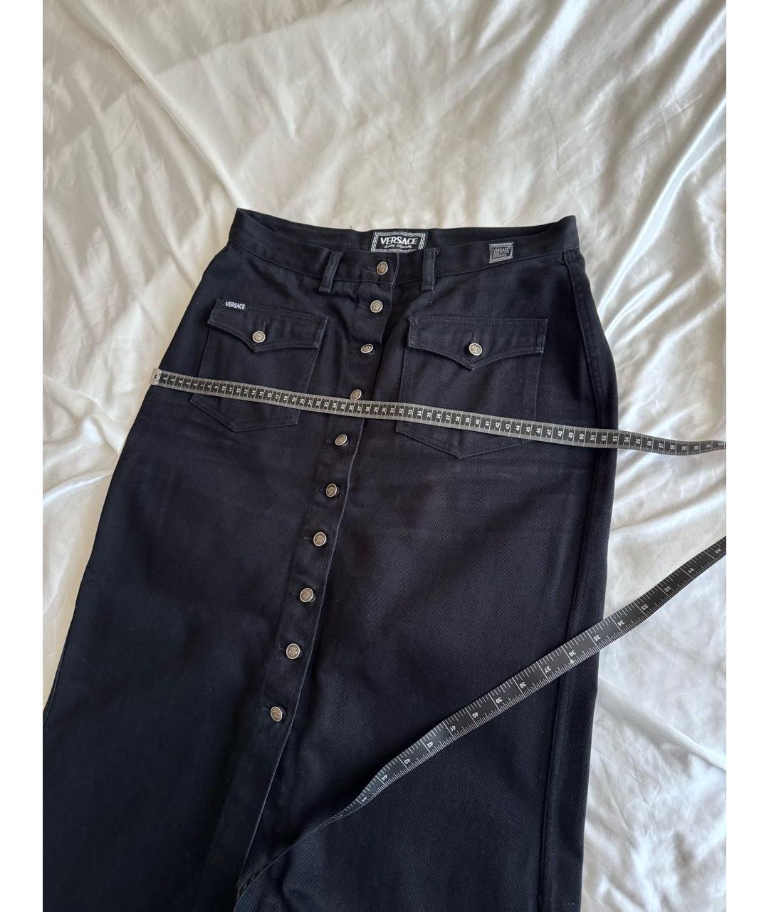 VERSACE JEANS COUTURE Черная деним юбка макси, фото 8