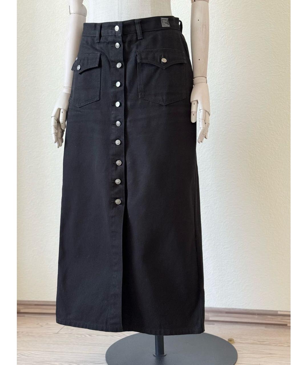 VERSACE JEANS COUTURE Черная деним юбка макси, фото 5