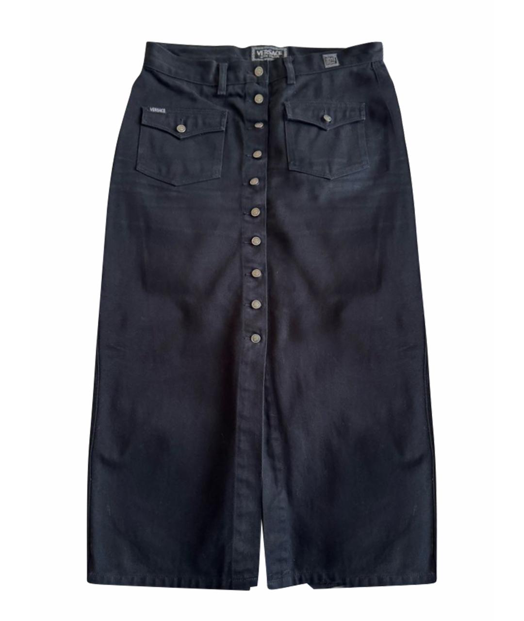 VERSACE JEANS COUTURE Черная деним юбка макси, фото 1