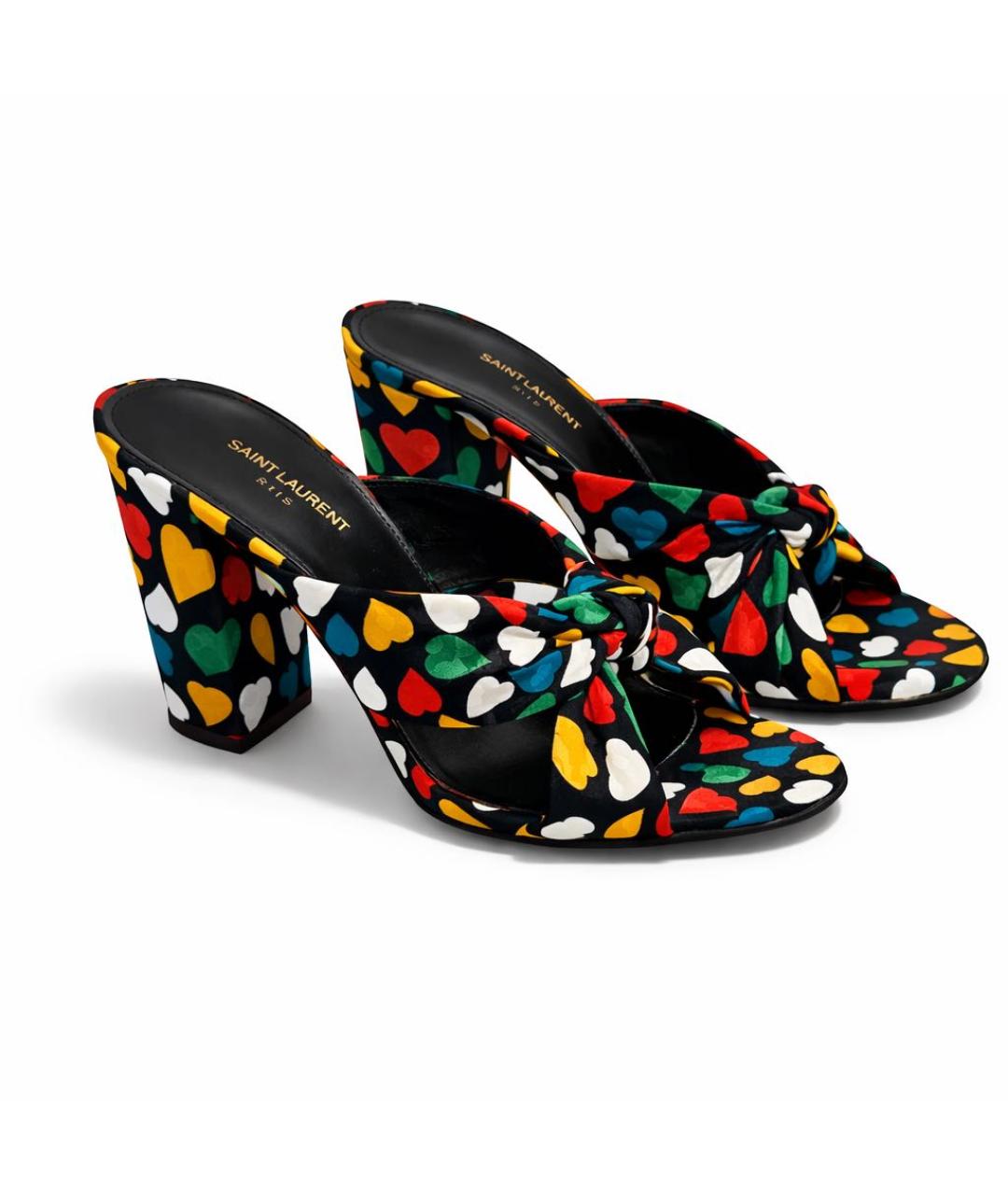 SAINT LAURENT Черные текстильные мюли, фото 2
