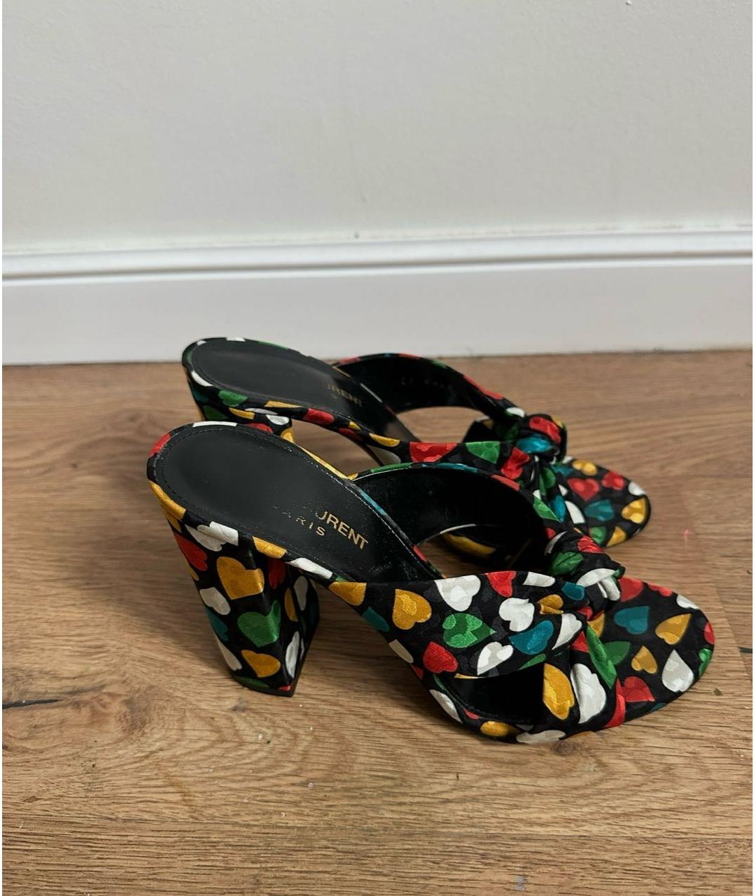 SAINT LAURENT Черные текстильные мюли, фото 5