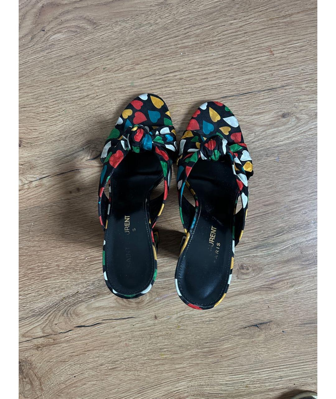 SAINT LAURENT Черные текстильные мюли, фото 4