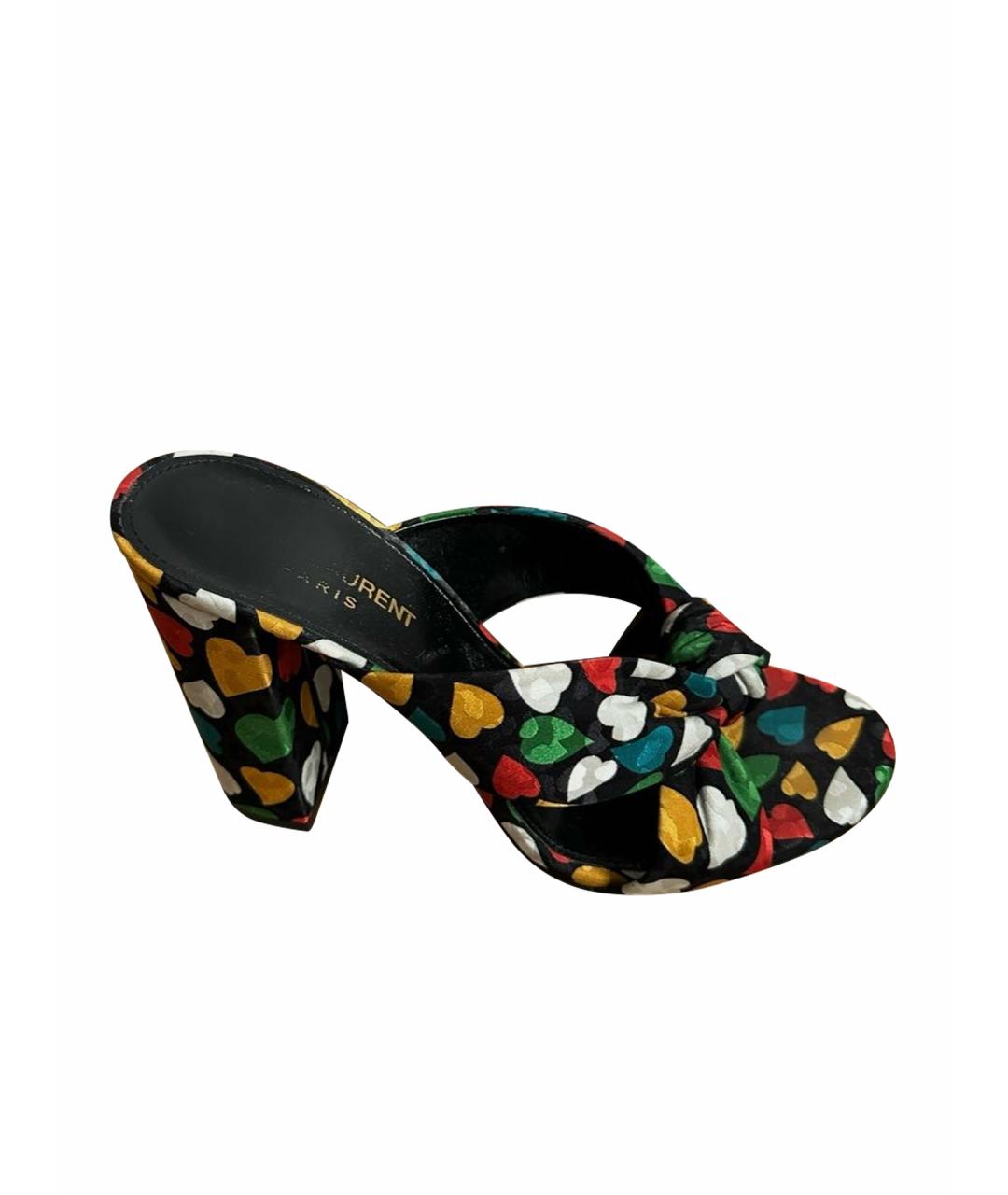 SAINT LAURENT Черные текстильные мюли, фото 1