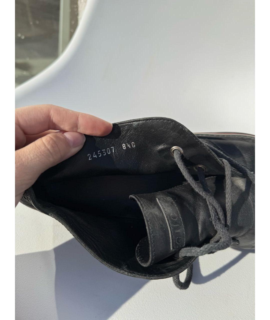 GUCCI Черные кожаные высокие кроссовки / кеды, фото 5