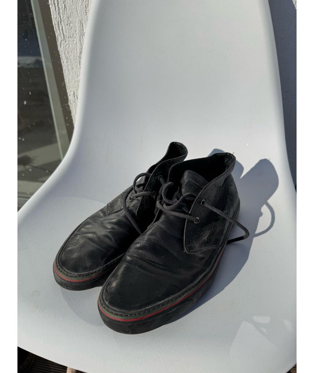 GUCCI Черные кожаные высокие кроссовки / кеды, фото 2