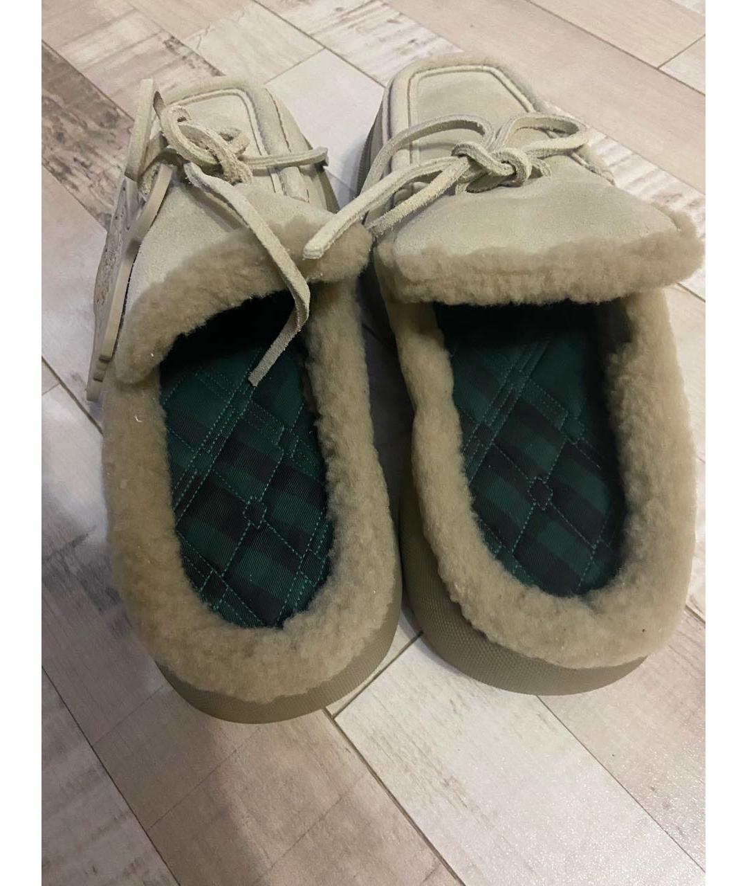 BURBERRY Бежевые замшевые мокасины, фото 3