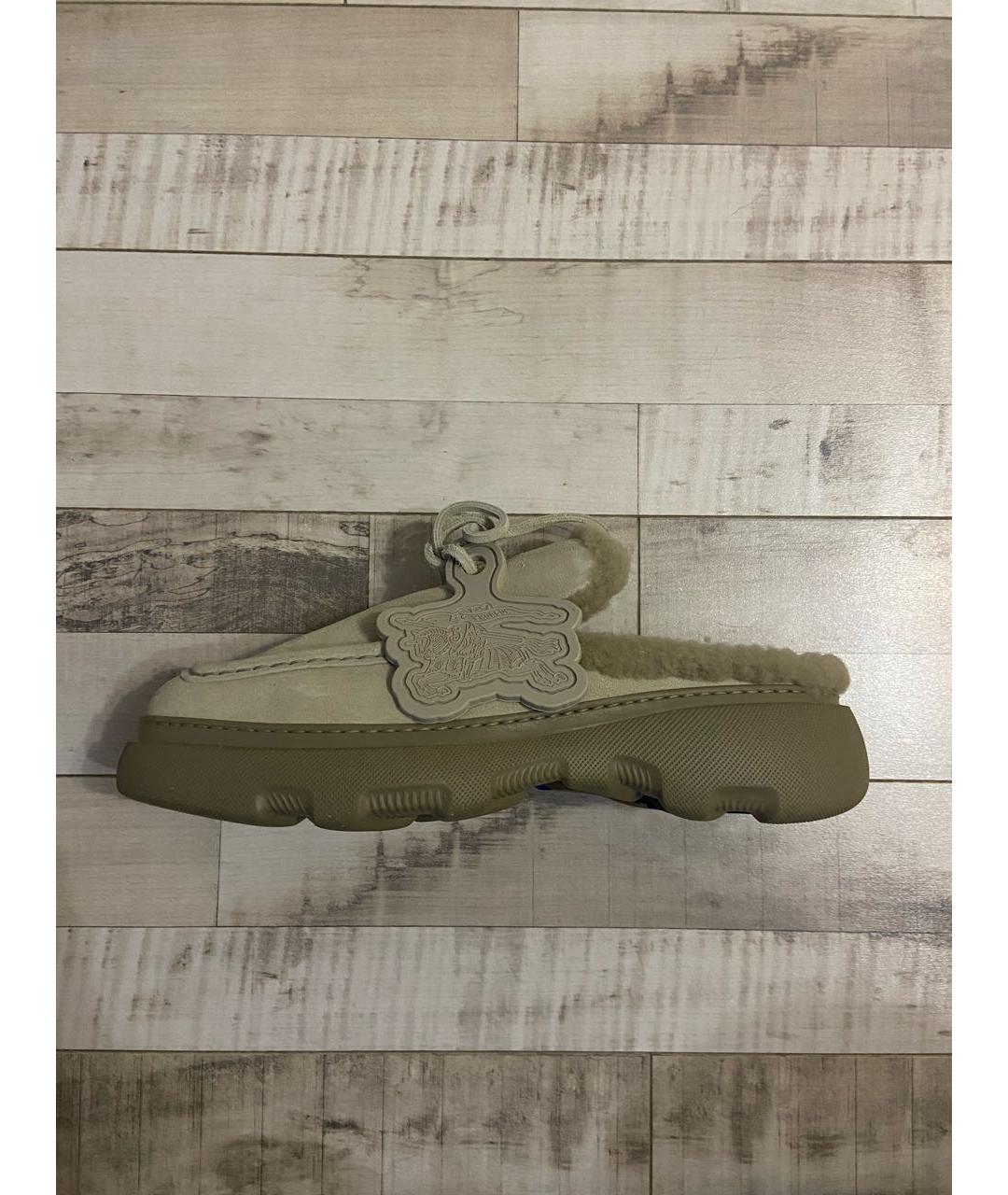 BURBERRY Бежевые замшевые мокасины, фото 6