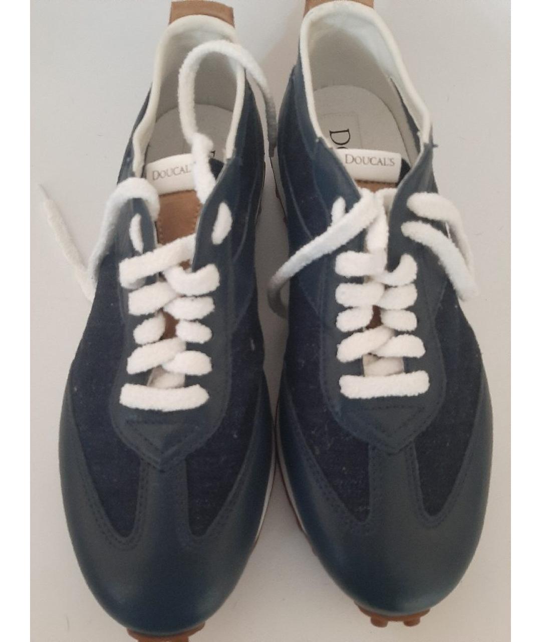 DOUCAL'S Синие кожаные низкие кроссовки / кеды, фото 2