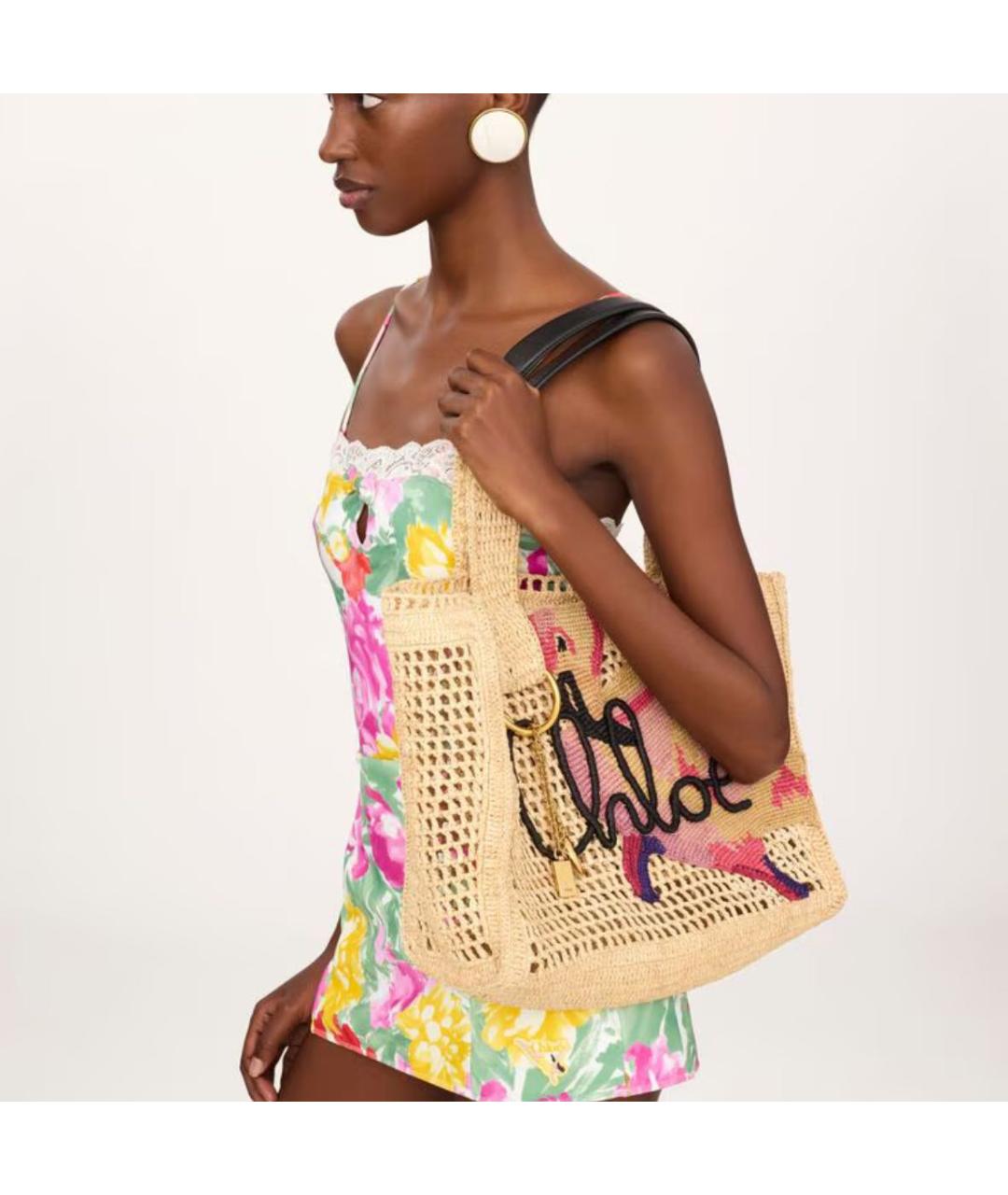 CHLOE Бежевая пелетеная сумка тоут, фото 2