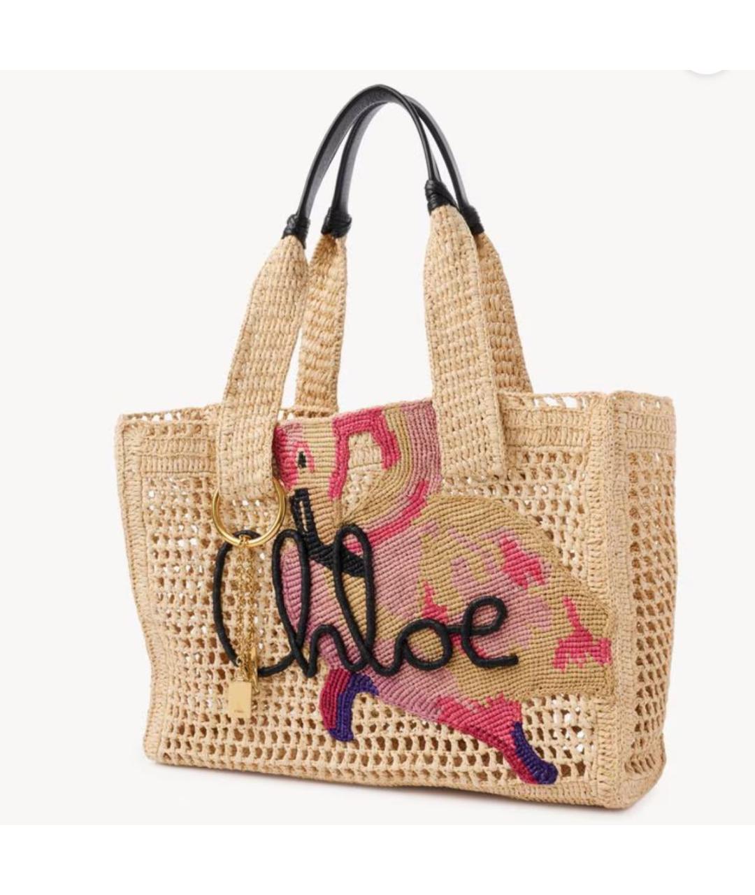 CHLOE Бежевая пелетеная сумка тоут, фото 3