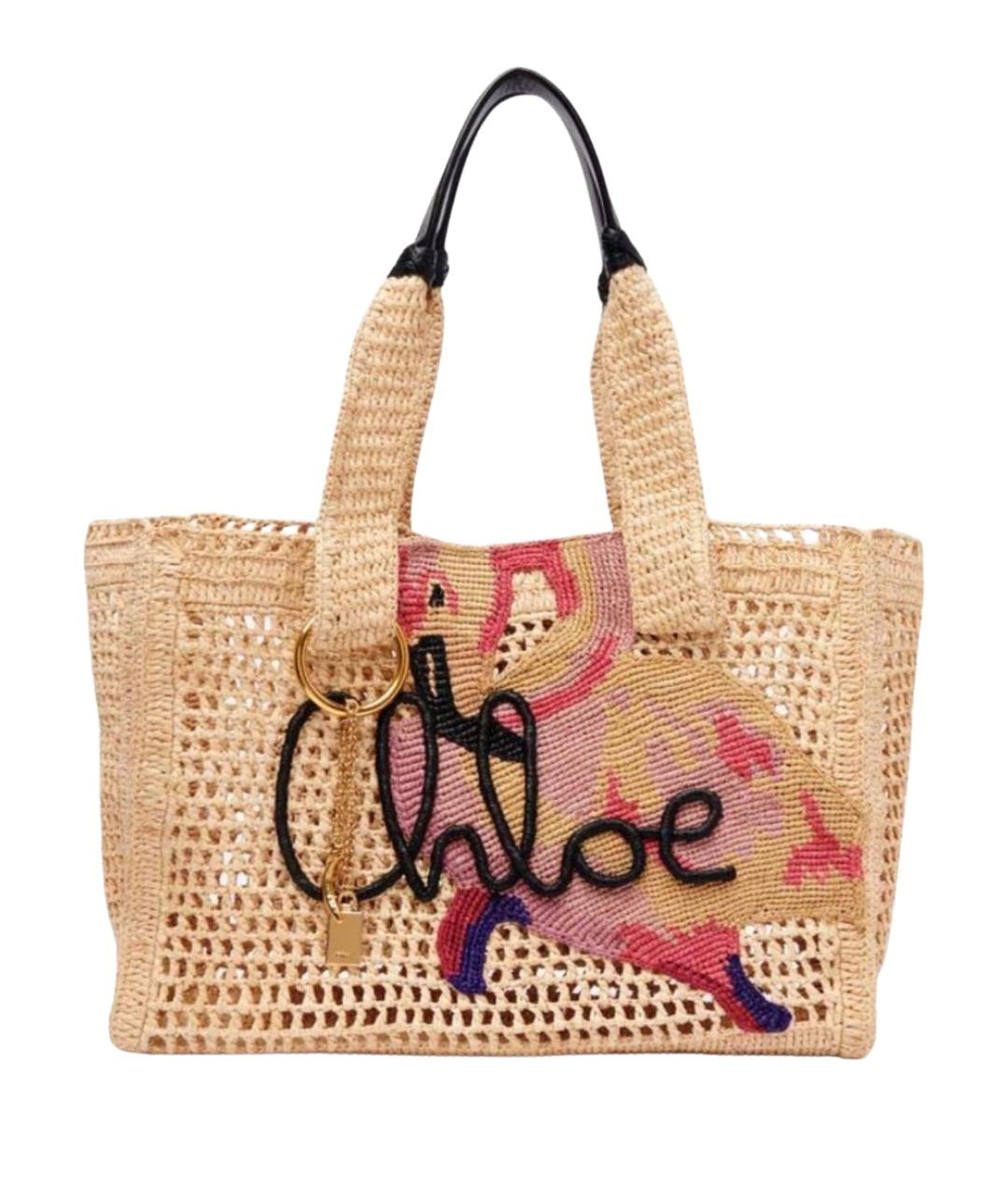 CHLOE Бежевая пелетеная сумка тоут, фото 1