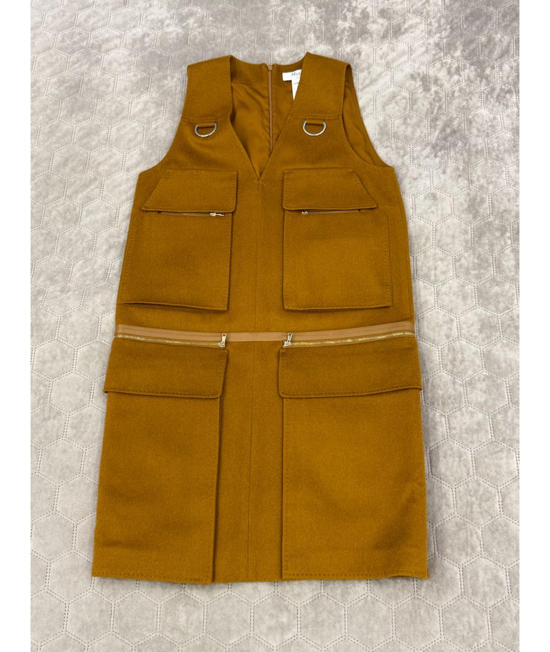 MAX MARA STUDIO Горчичный шерстяной сарафан, фото 4